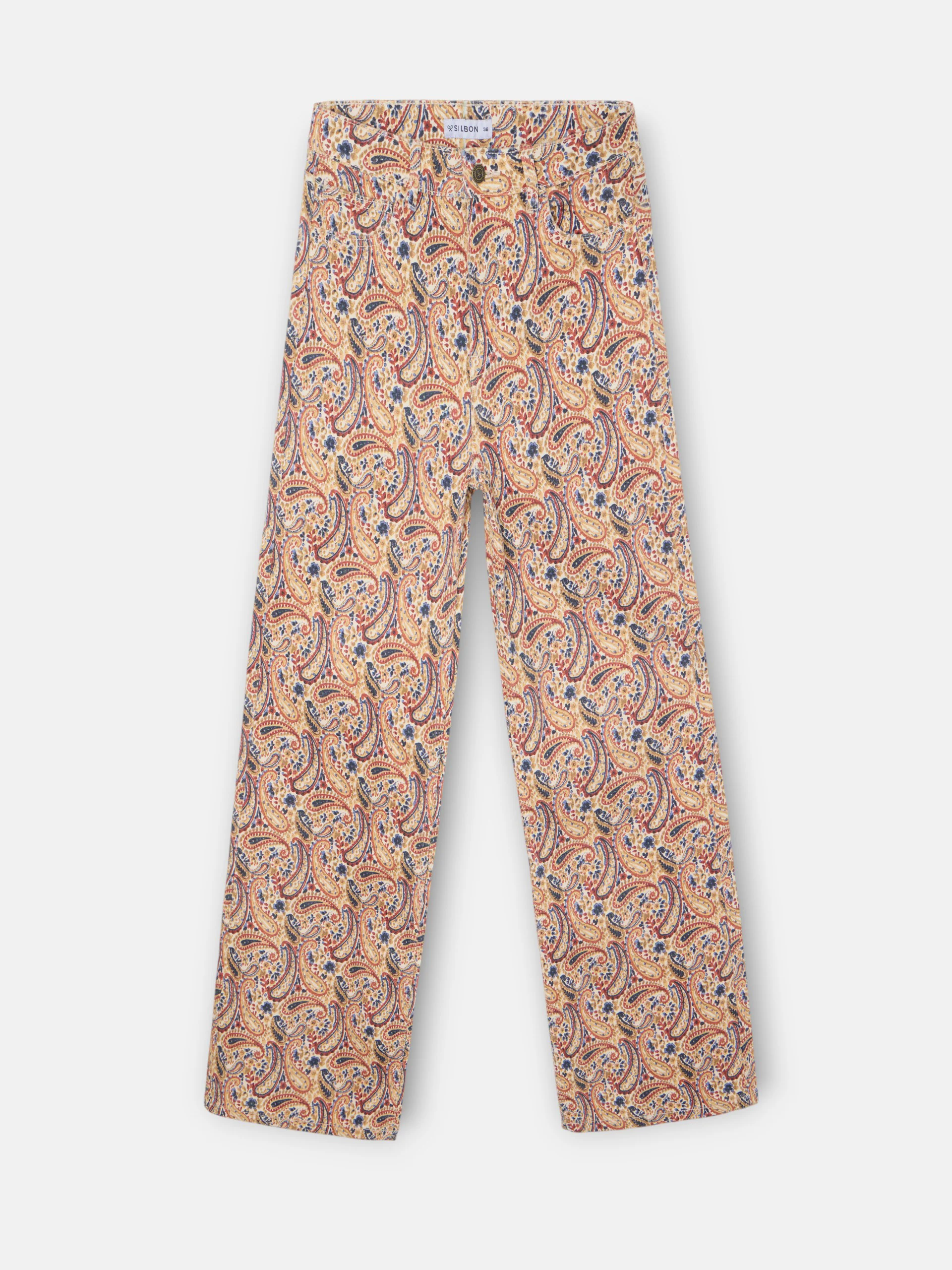 Pantalon denim estampado cachemir naranjas - Image 6