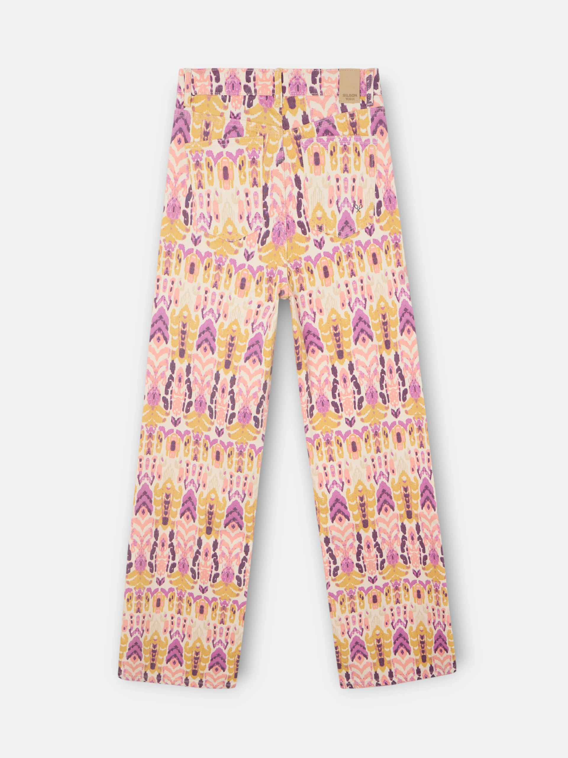 Pantalon denim estampado ikat rosas - Image 10