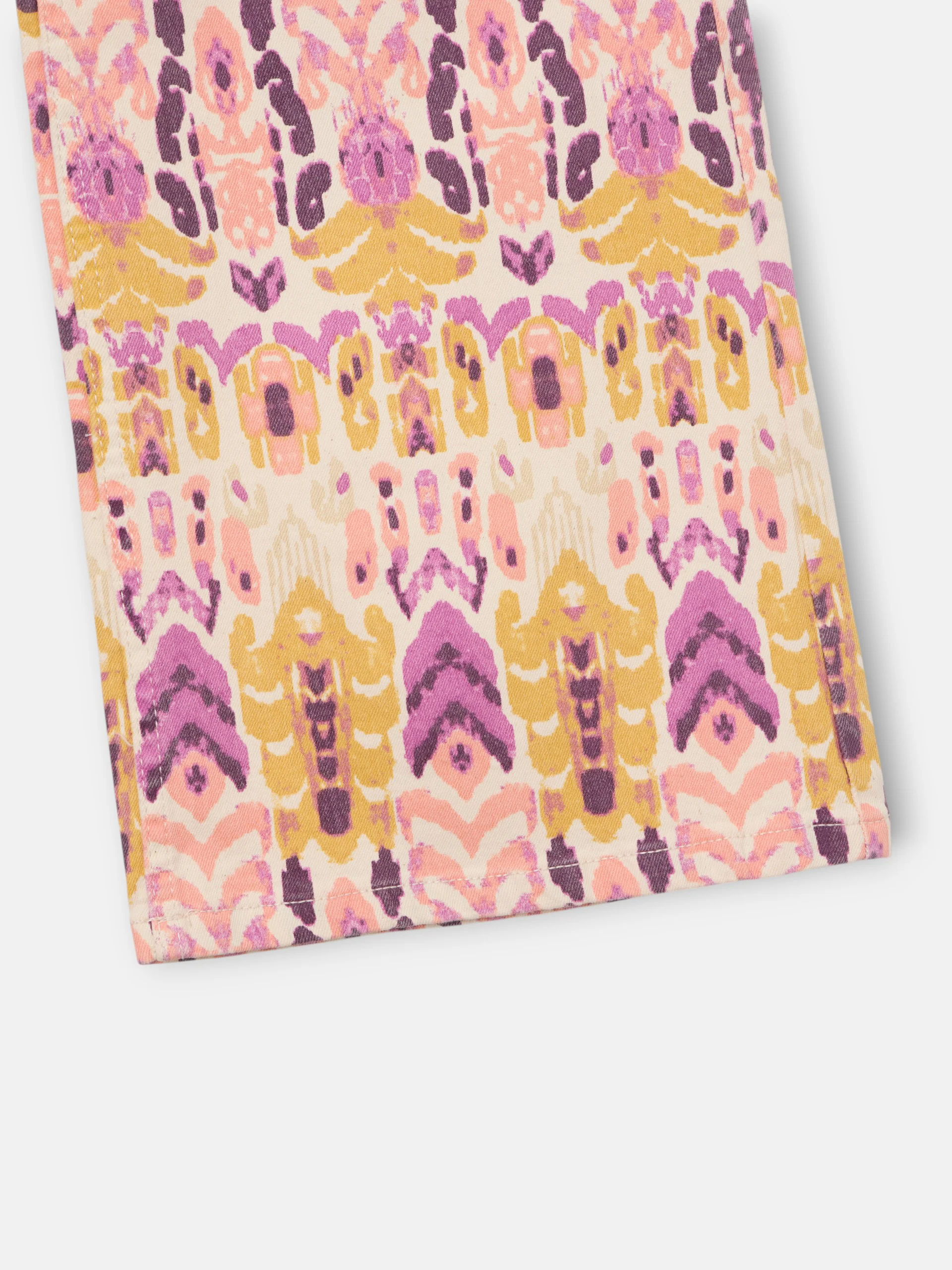Pantalon denim estampado ikat rosas - Image 8