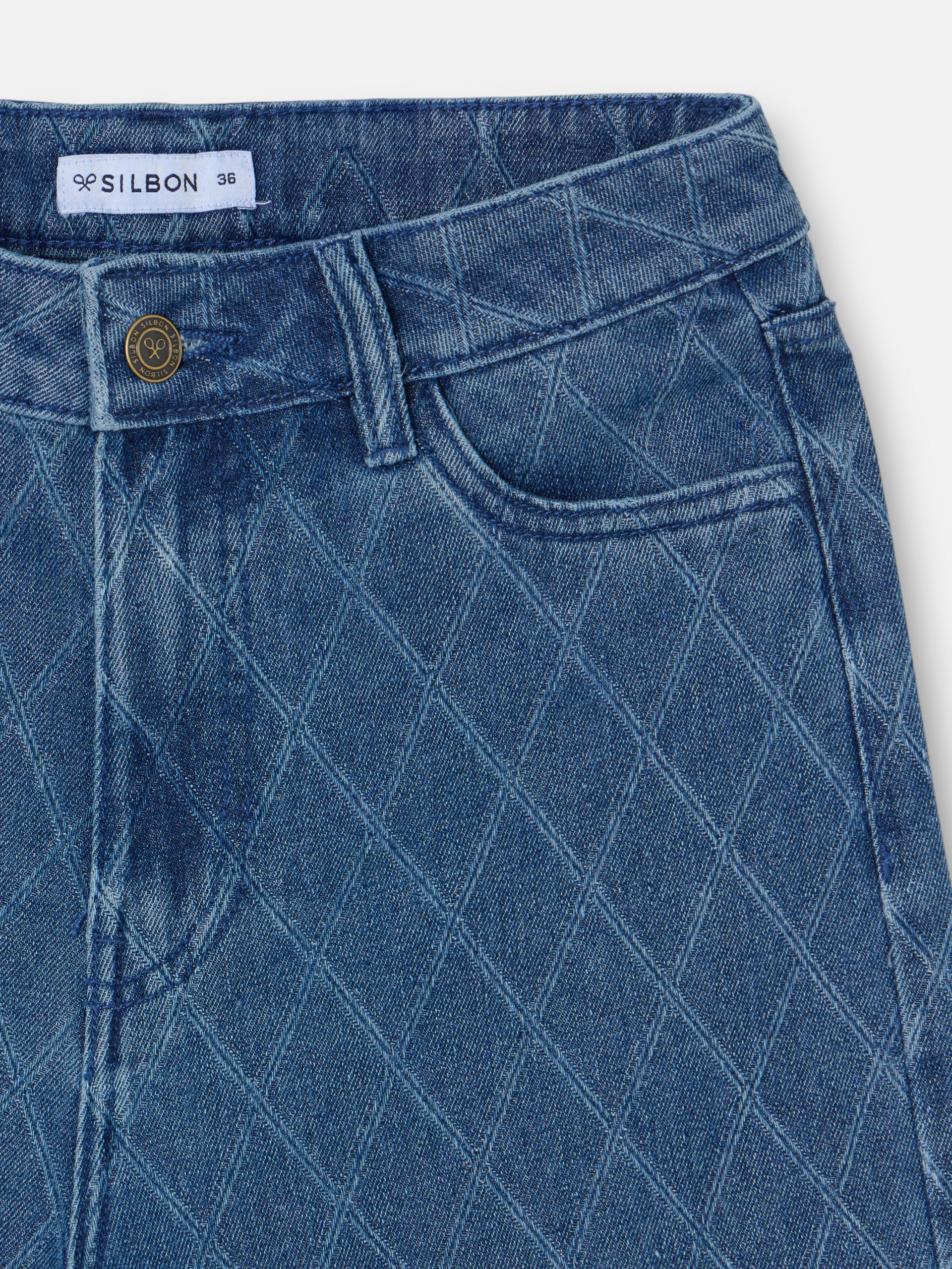 Pantalon denim estampado rombos azul - Image 2