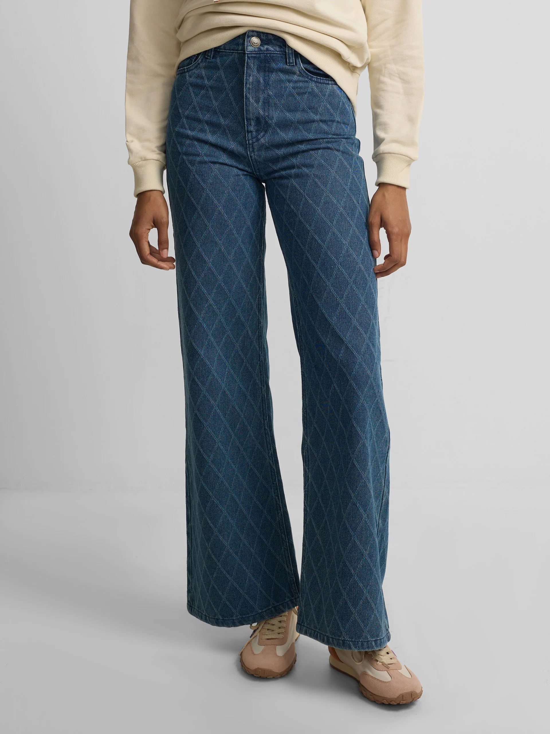 Pantalon denim estampado rombos azul - Image 3