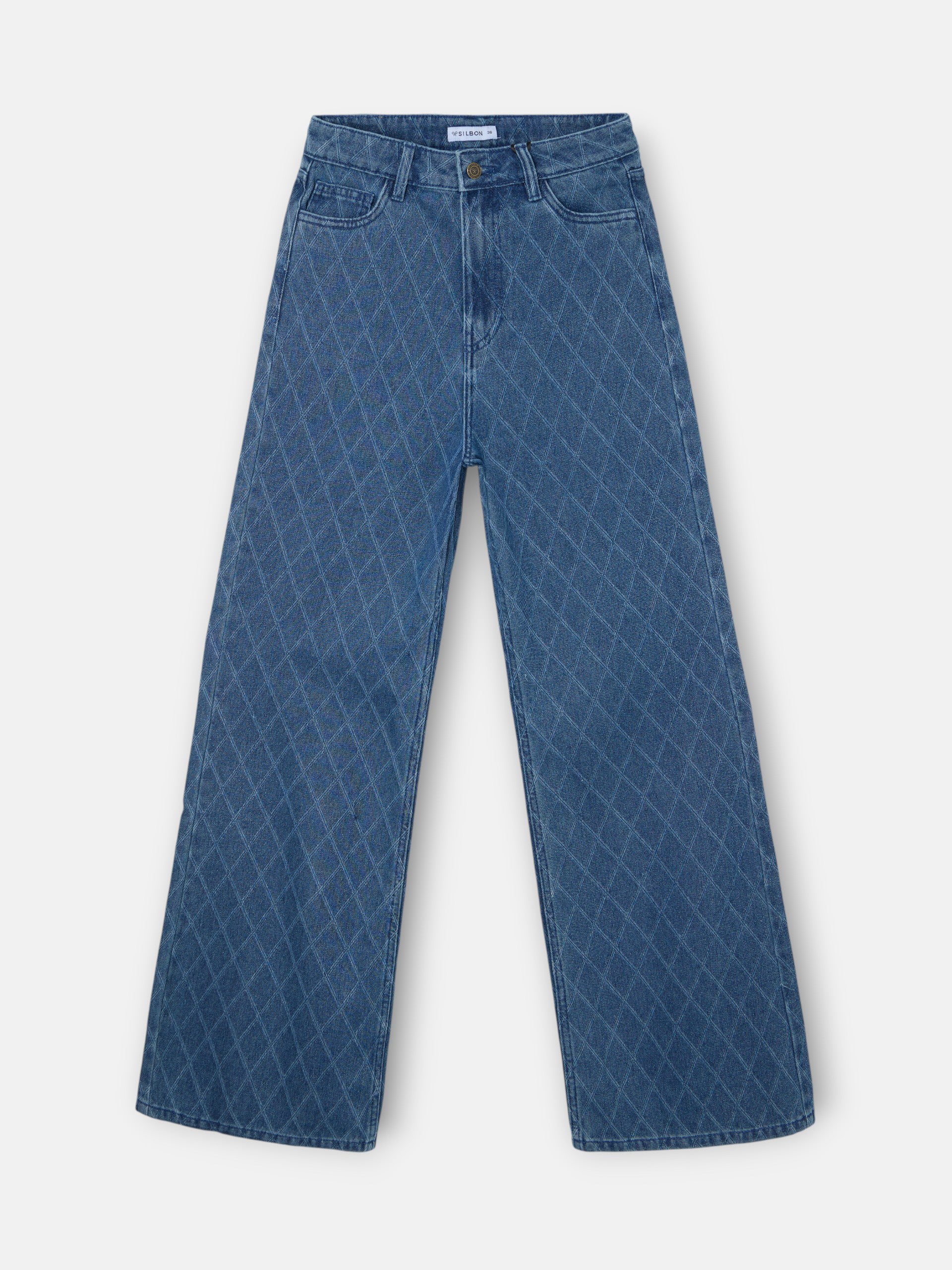 Pantalon denim estampado rombos azul - Image 7
