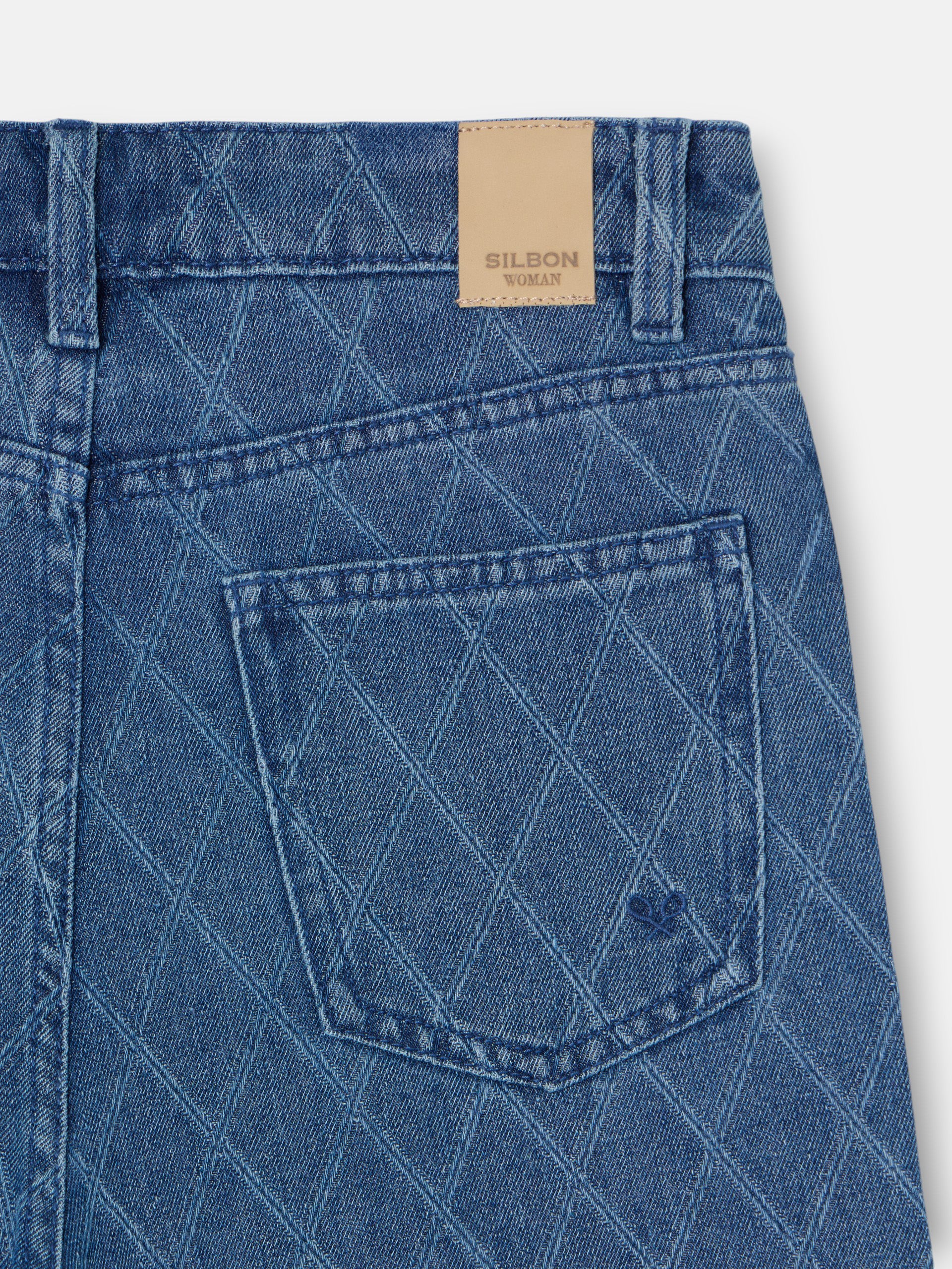 Pantalon denim estampado rombos azul - Image 8