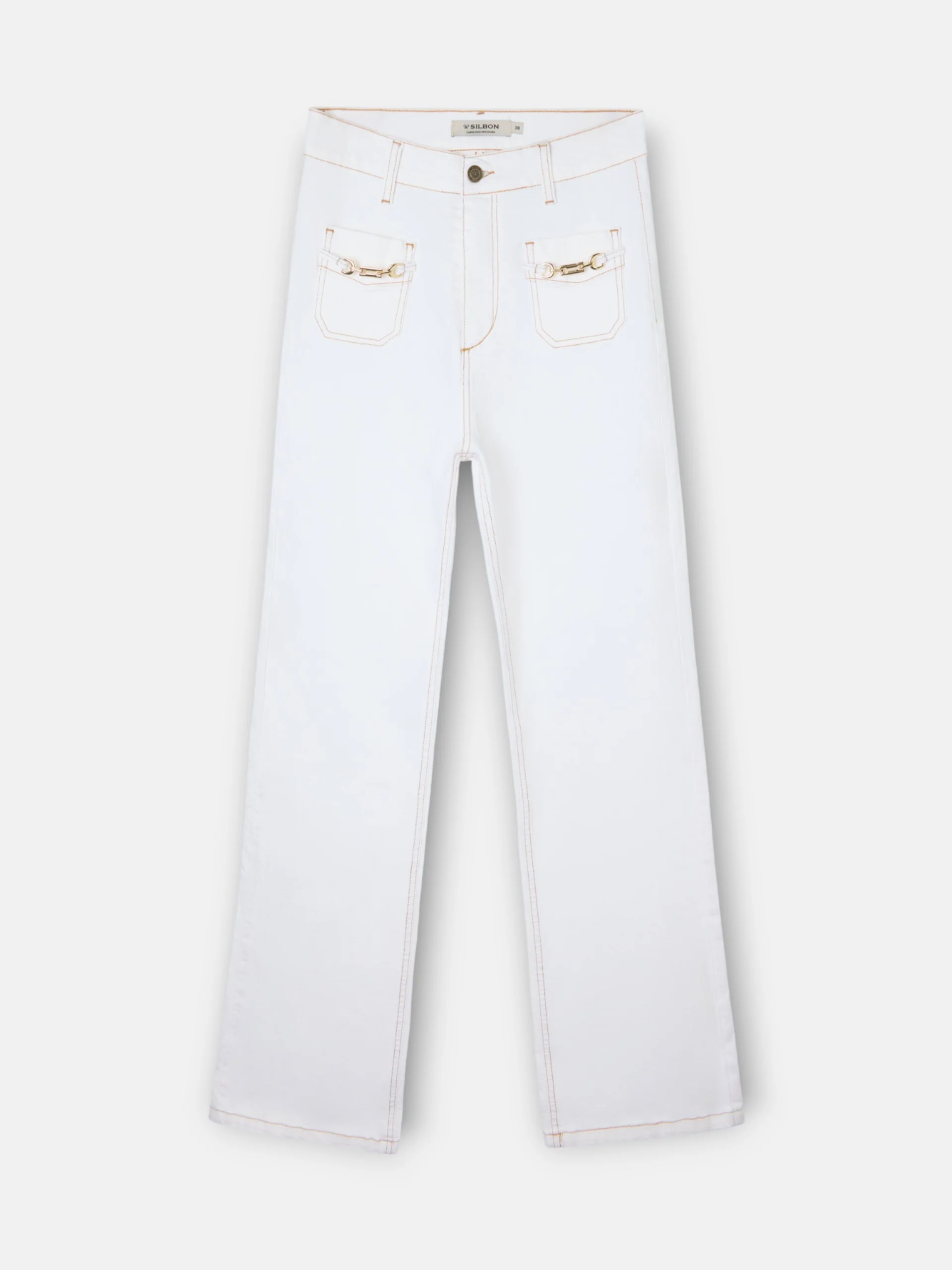 Pantalon denim hebillas blanco - Image 9