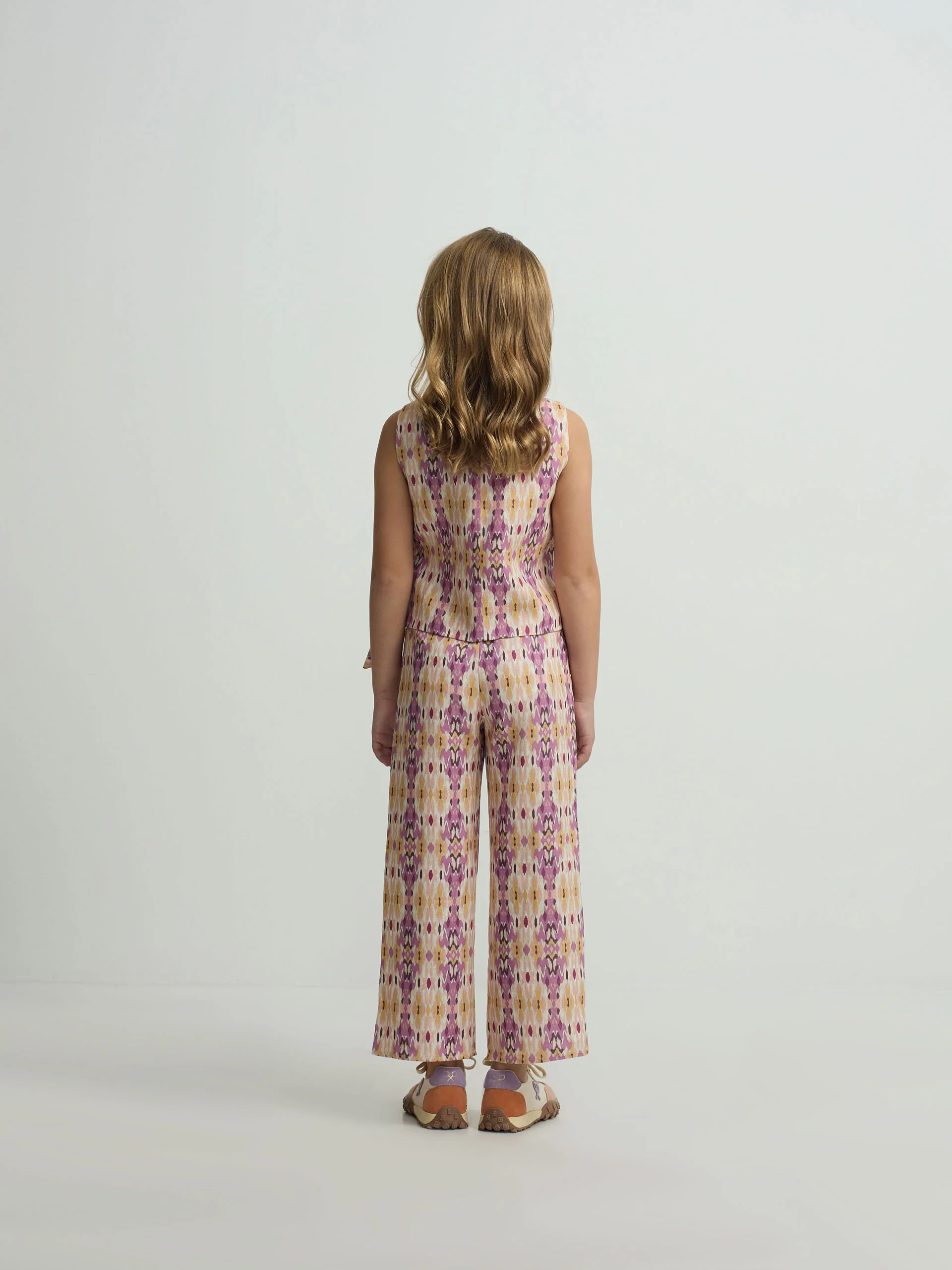 Pantalon girl lino estampado ikat rosas - Image 5