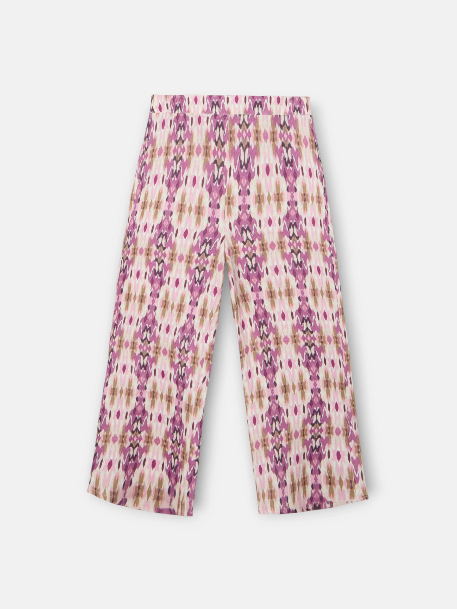 Pantalon girl lino estampado ikat rosas - Image 9