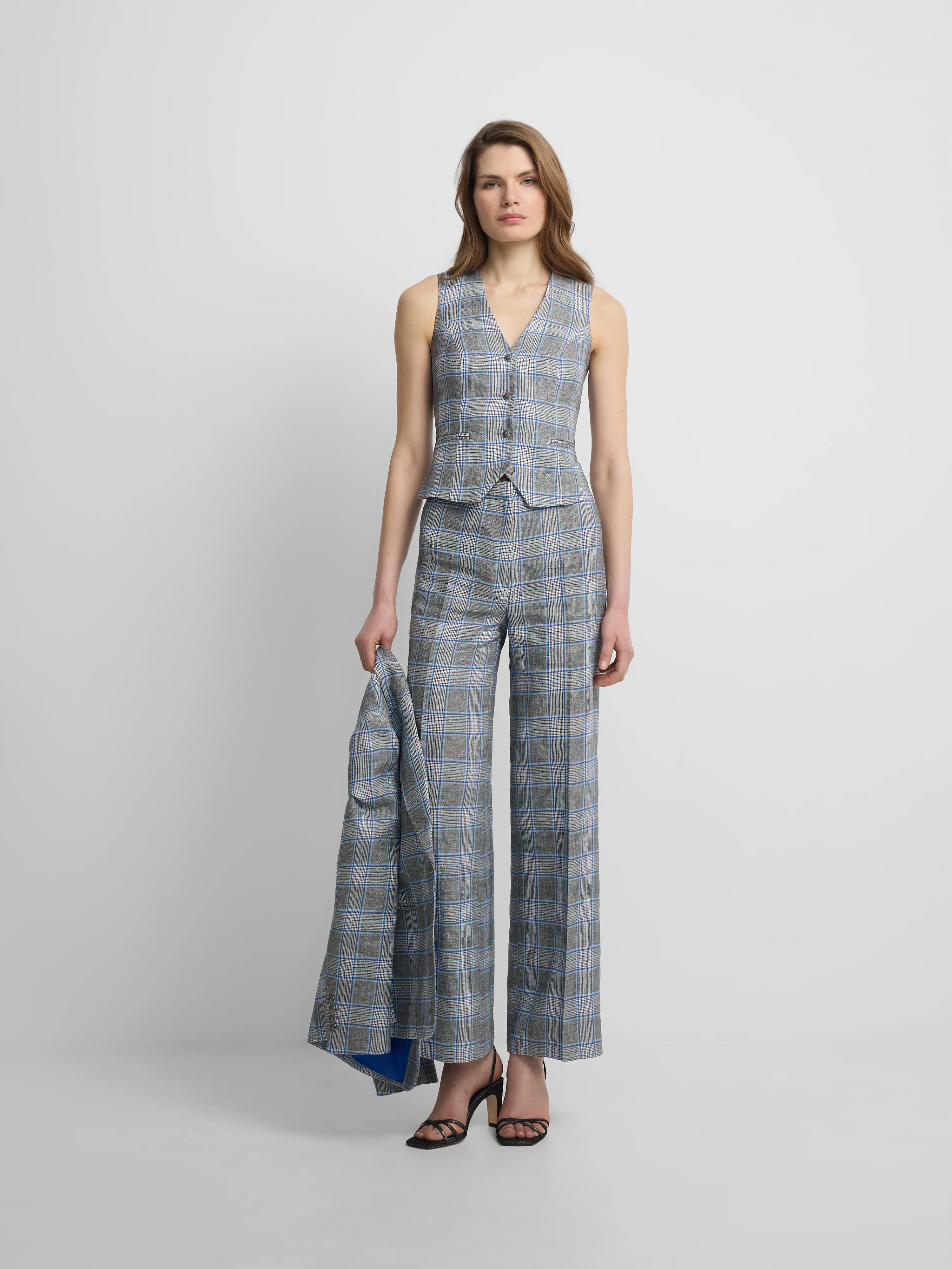 Pantalon recto cuadros marino - Image 3