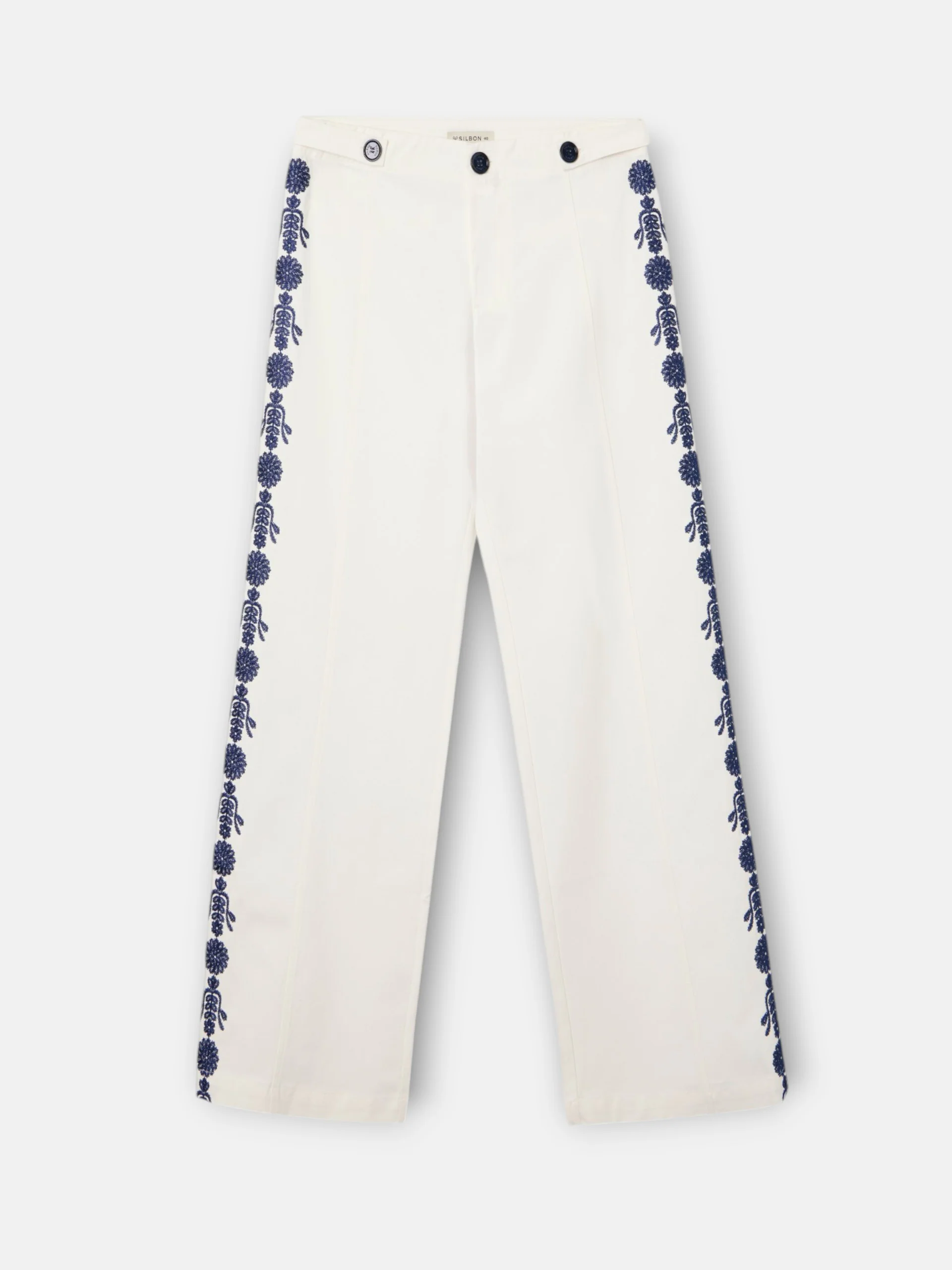 Pantalon recto detalles bordados blanco - Image 6