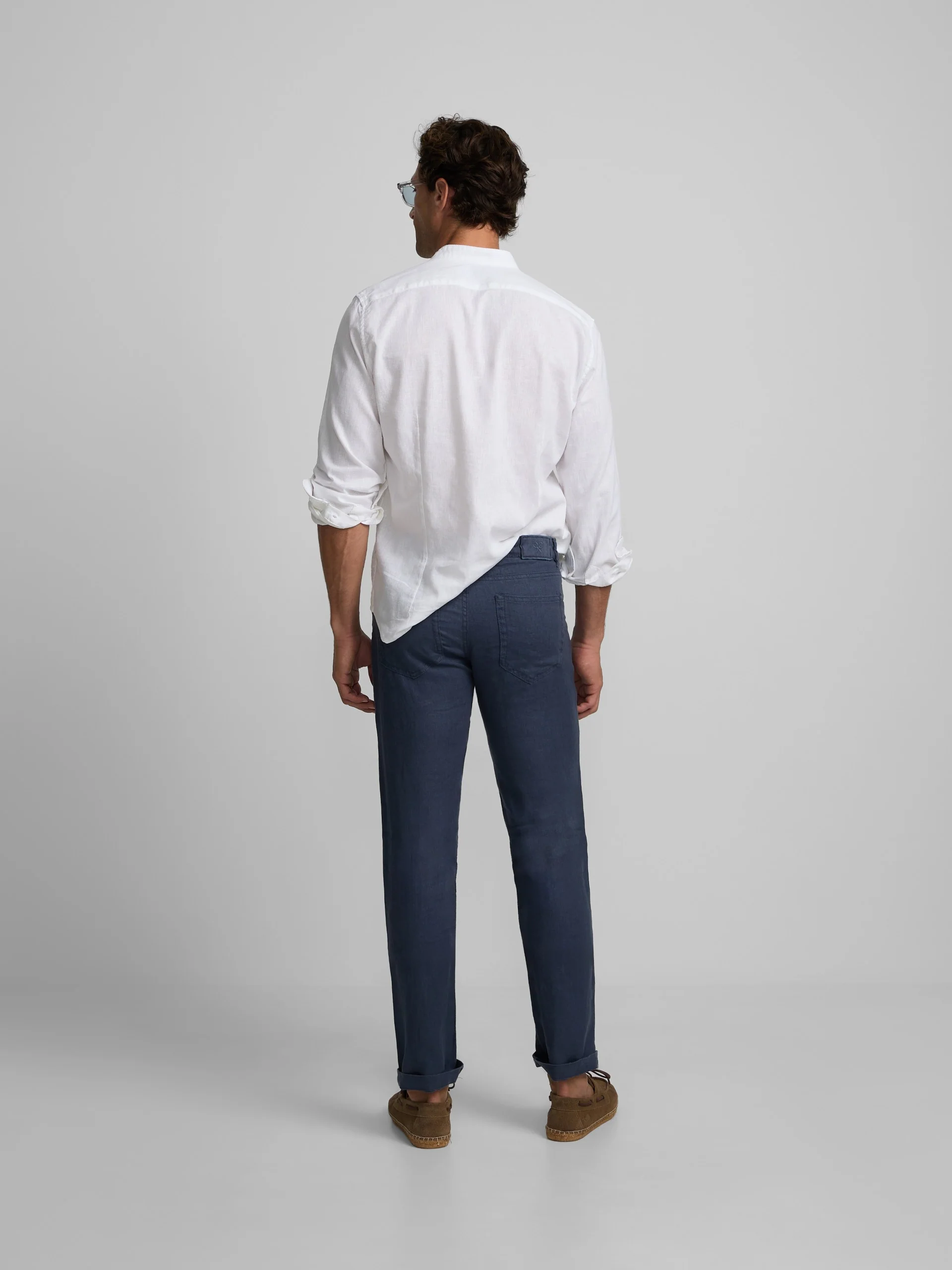Pantalon sport cinco bolsillos lino azul indigo - Image 5