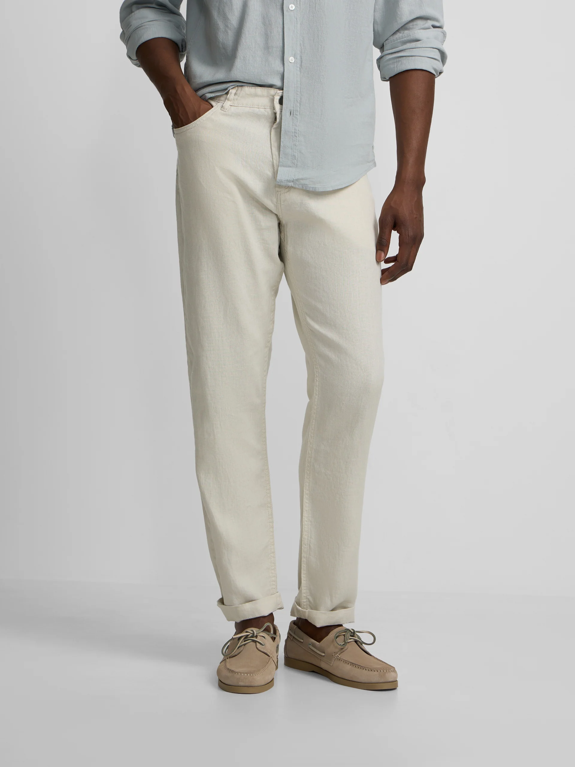 Pantalon sport cinco bolsillos lino piedra - Image 3