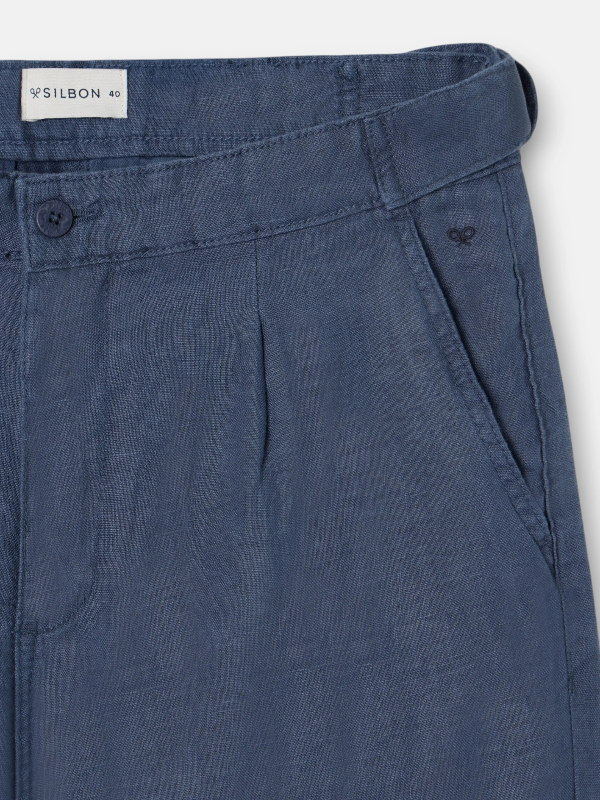 Pantalon sport pinza lino azul indigo - Image 2