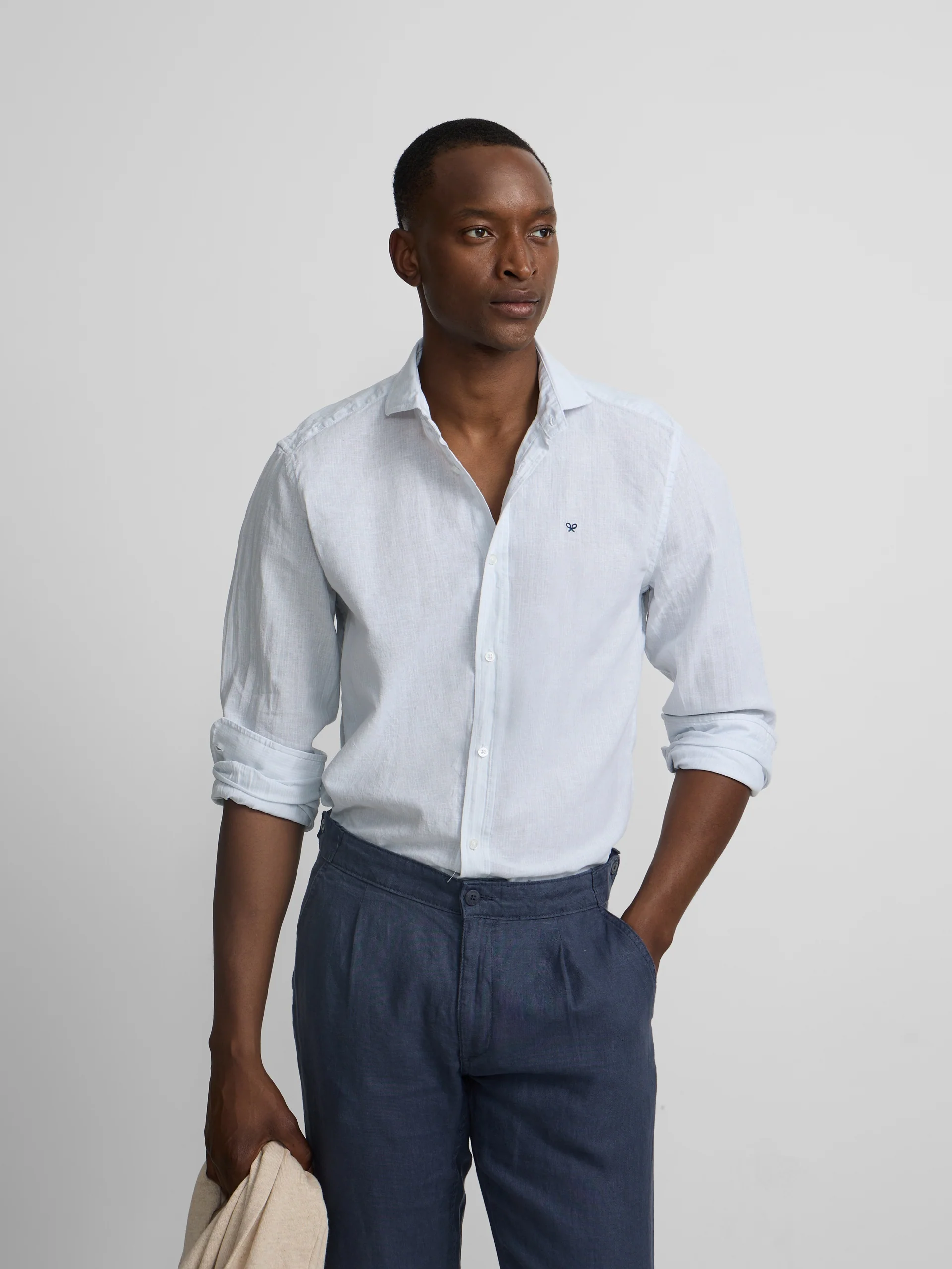 Pantalon sport pinza lino azul indigo - Image 3