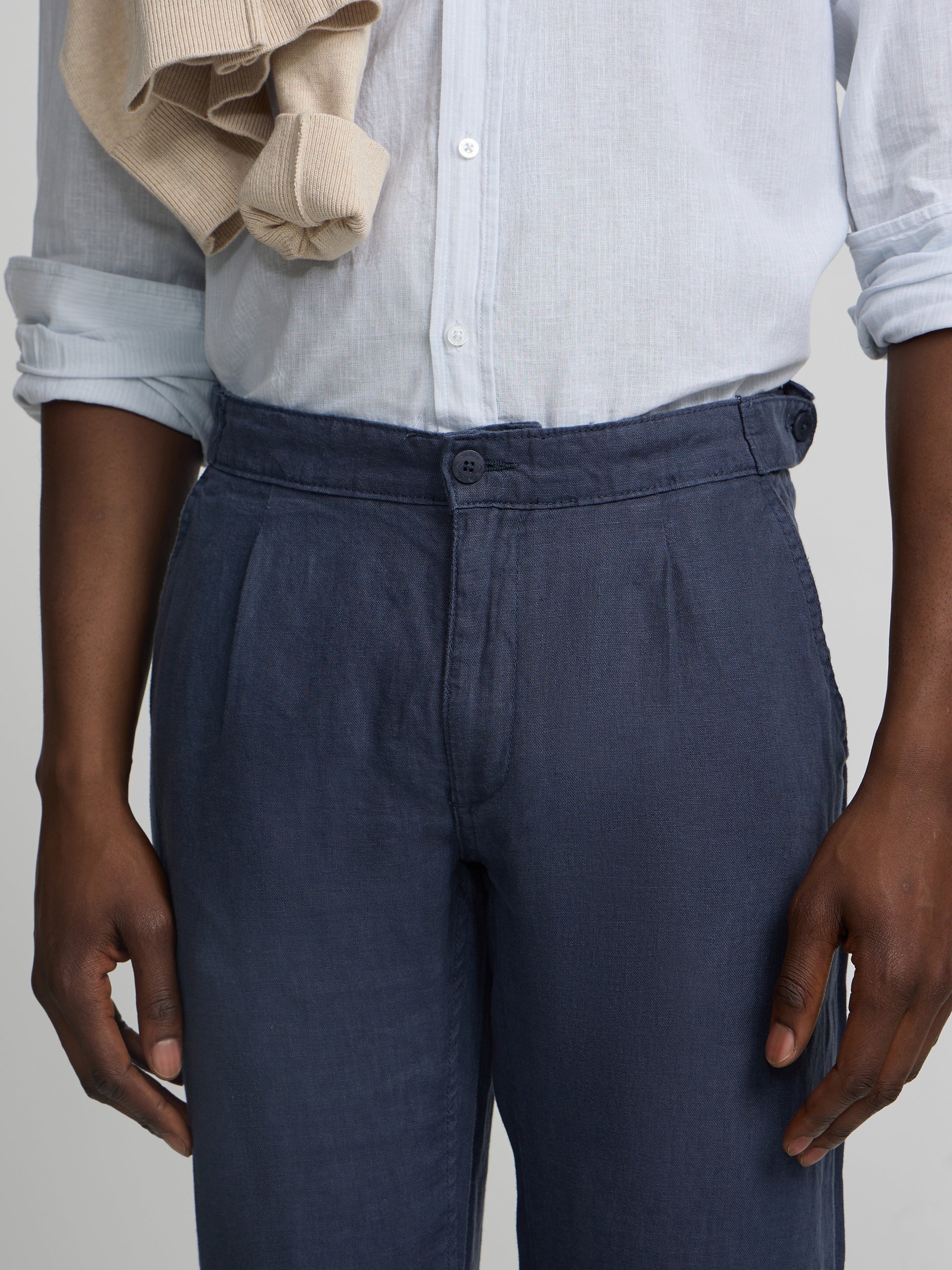 Pantalon sport pinza lino azul indigo - Image 4