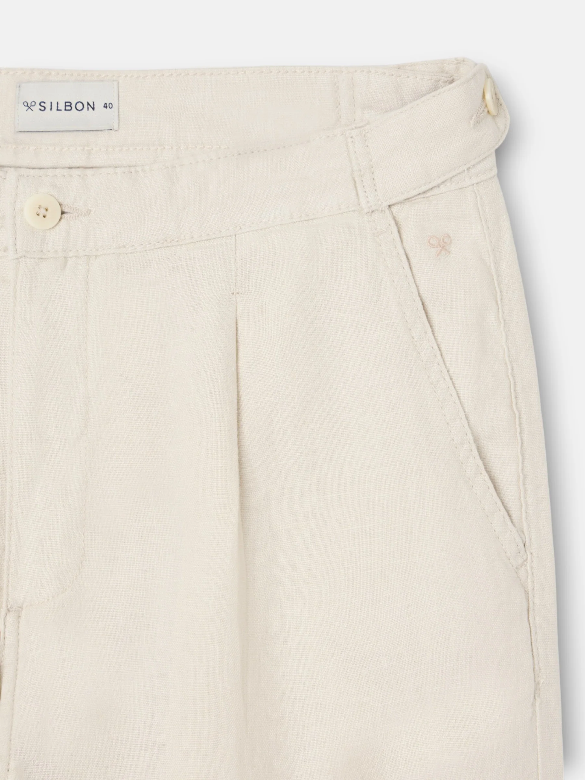 Pantalon sport pinza lino beige - Image 3