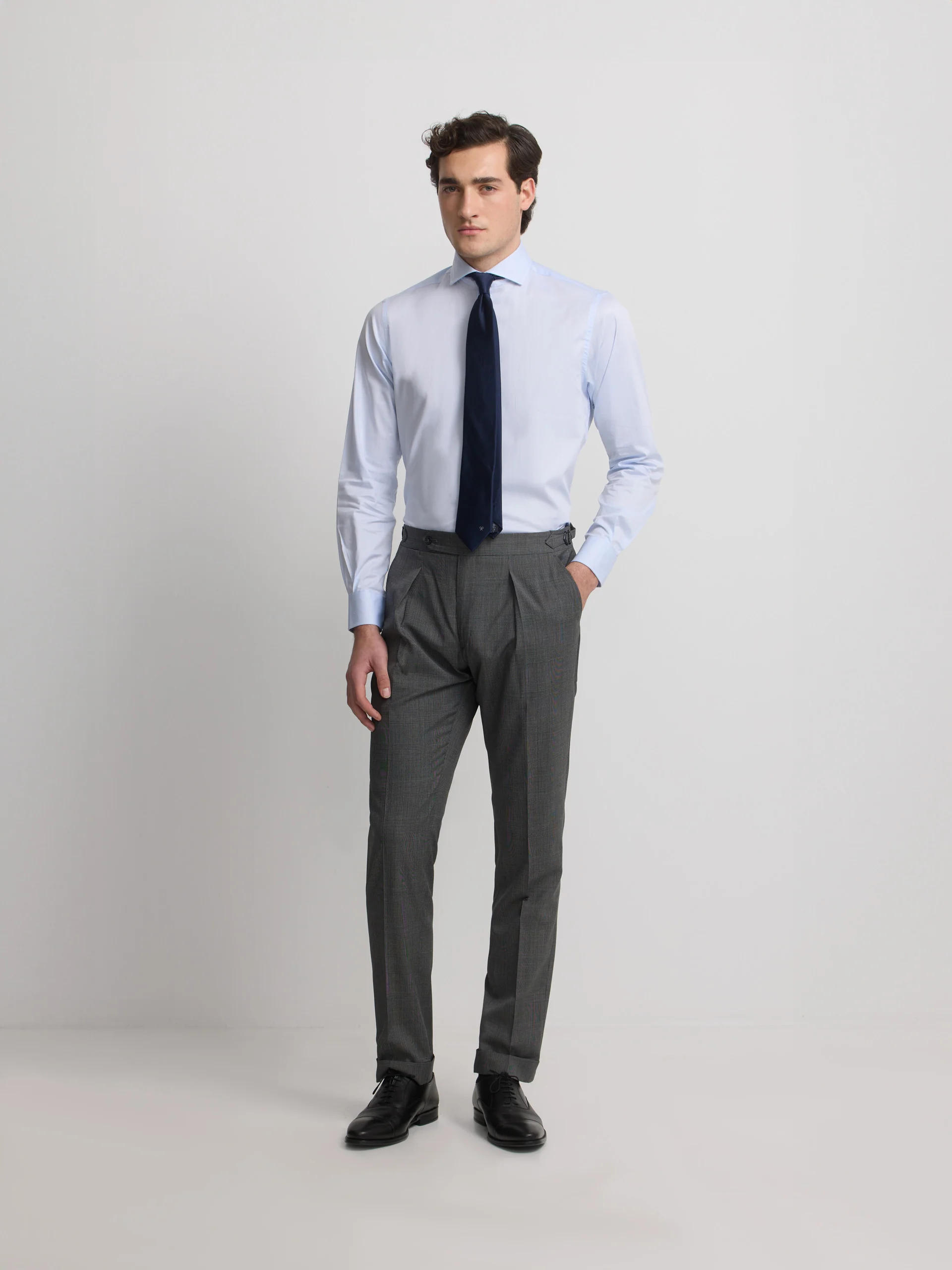 Pantalon traje clasico principe de gales gris