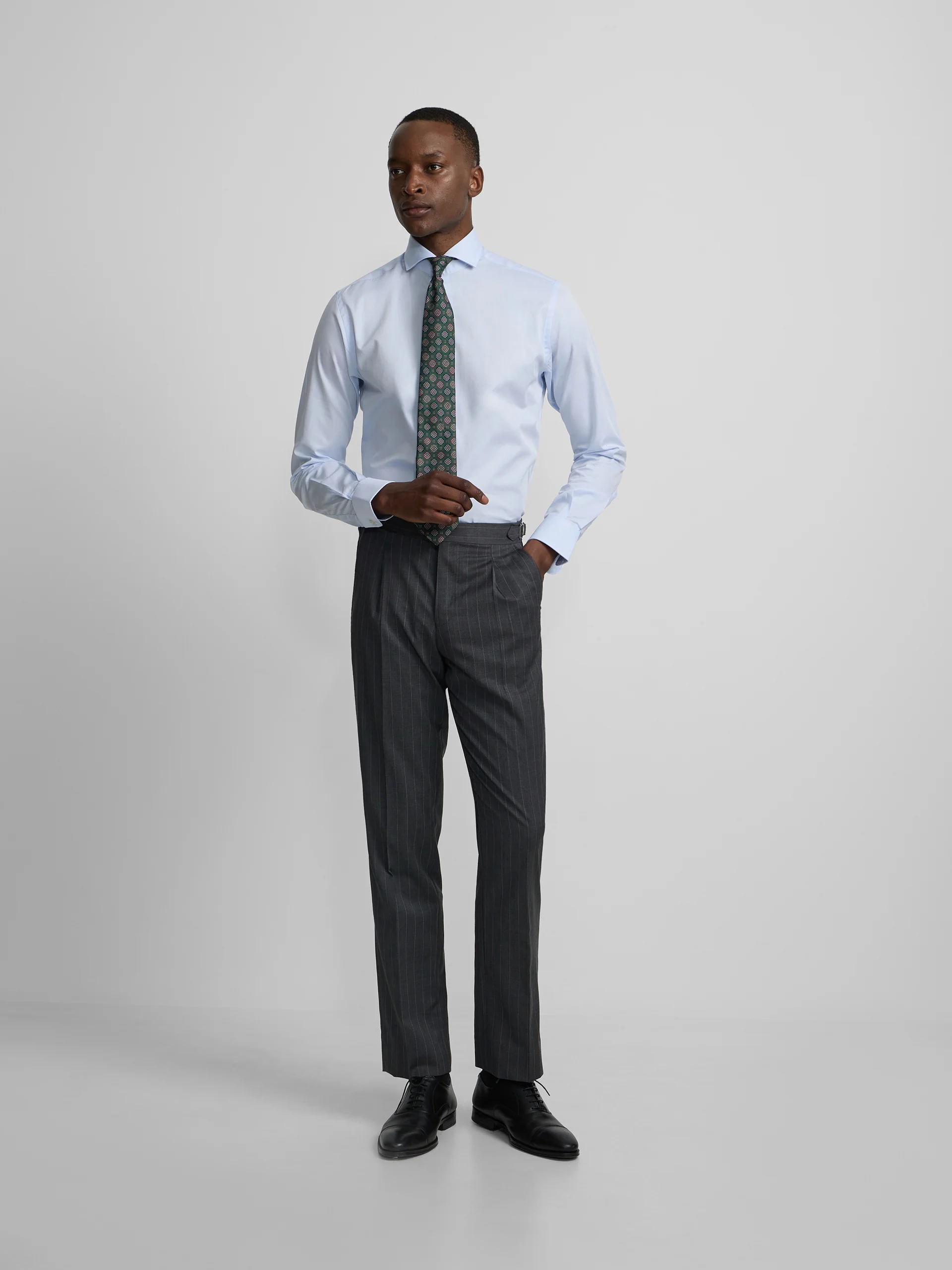 Pantalon traje cruzado raya diplomatica gris - Image 2