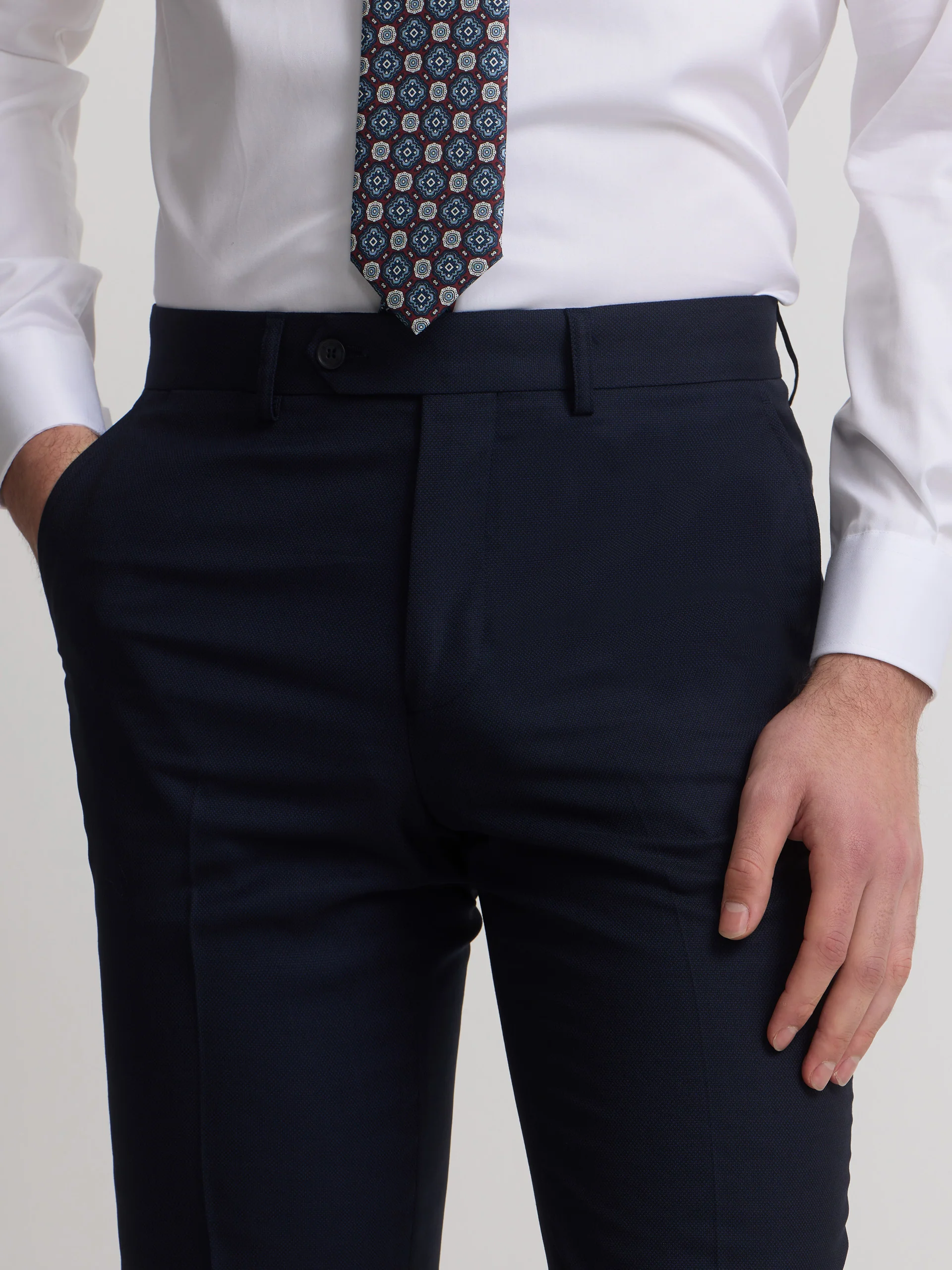 Pantalon traje estructura azul marino - Image 2