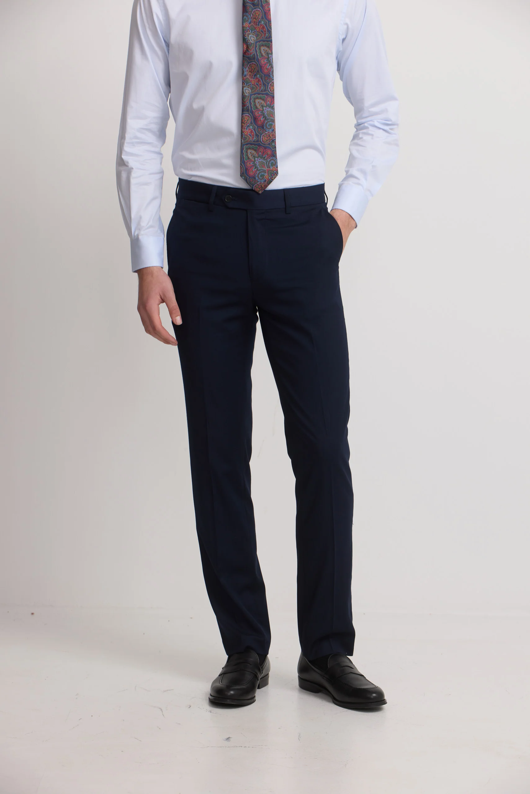 Pantalon traje natural stretch azul claro - Image 5