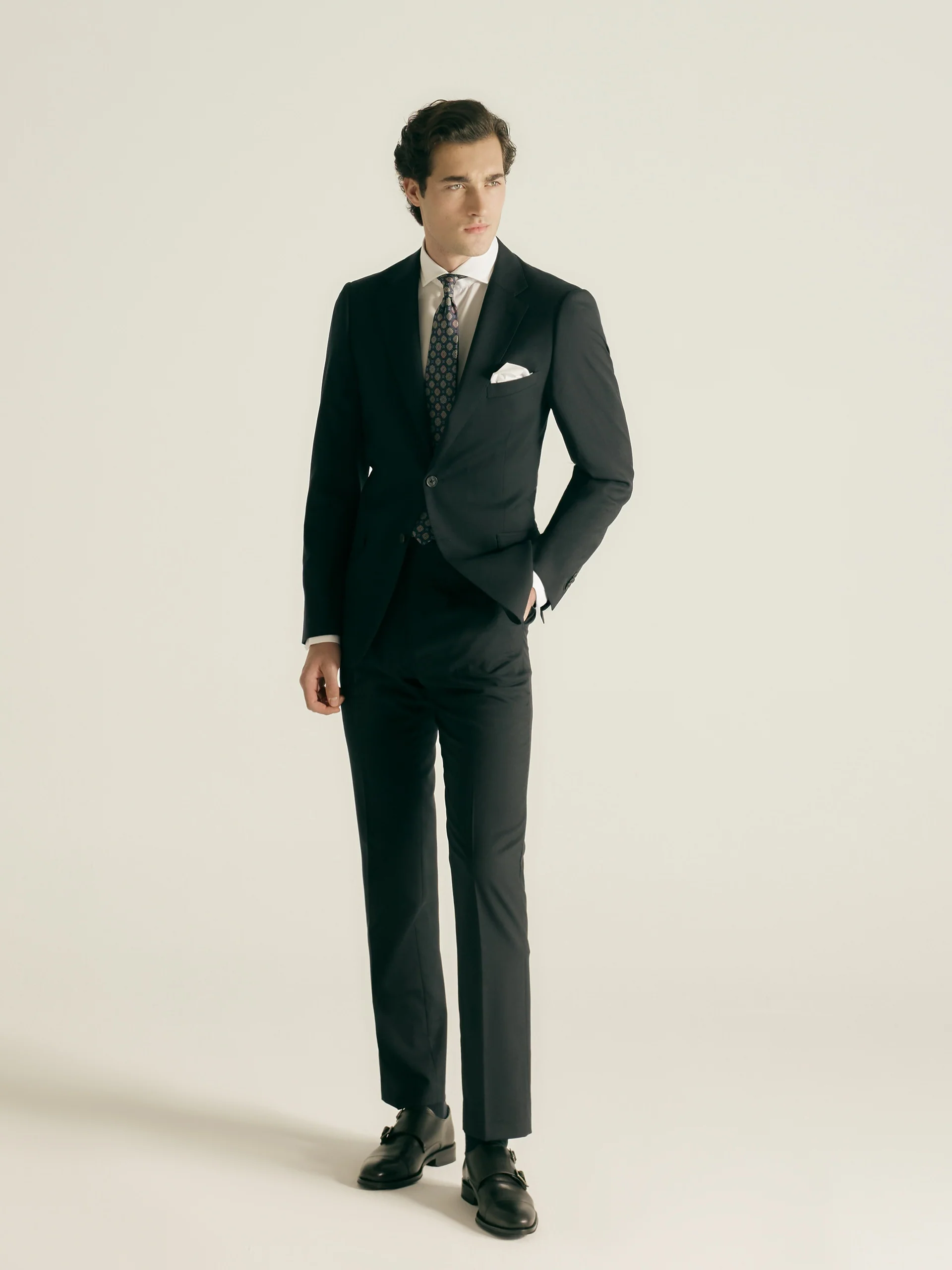 Pantalon traje natural stretch dark navy