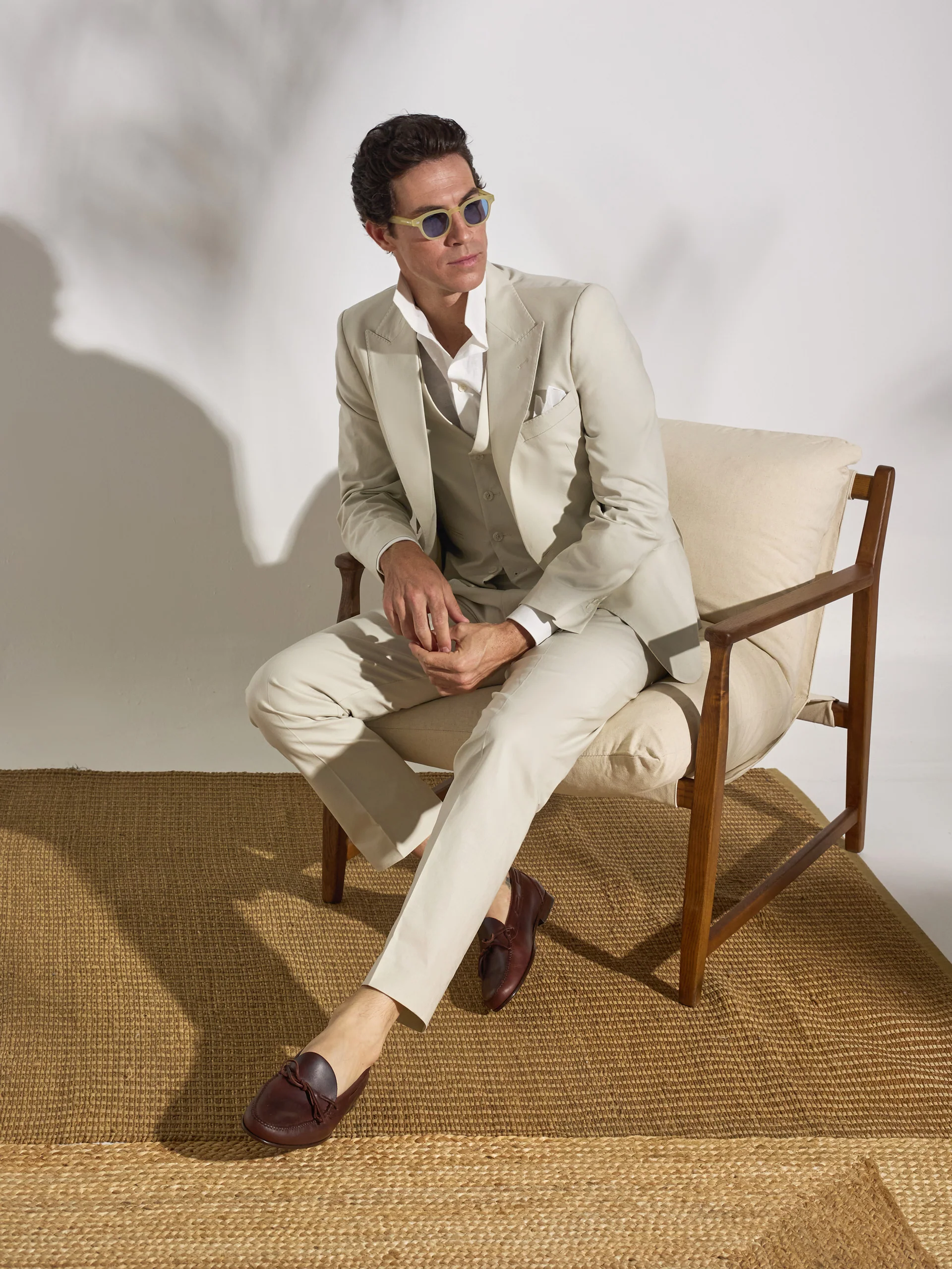 Pantalon traje unique lino piedra - Image 13