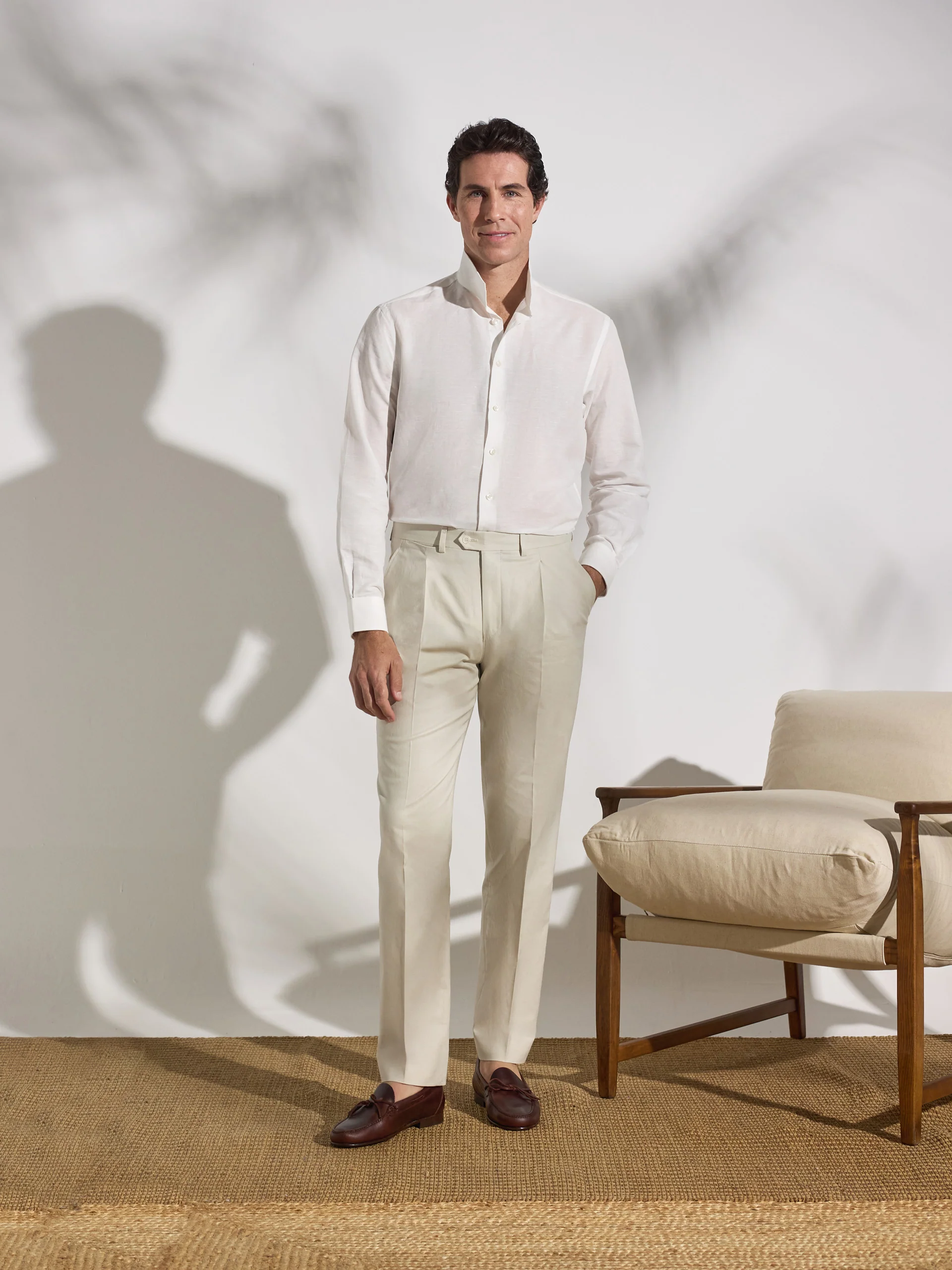 Pantalon traje unique lino piedra - Image 3