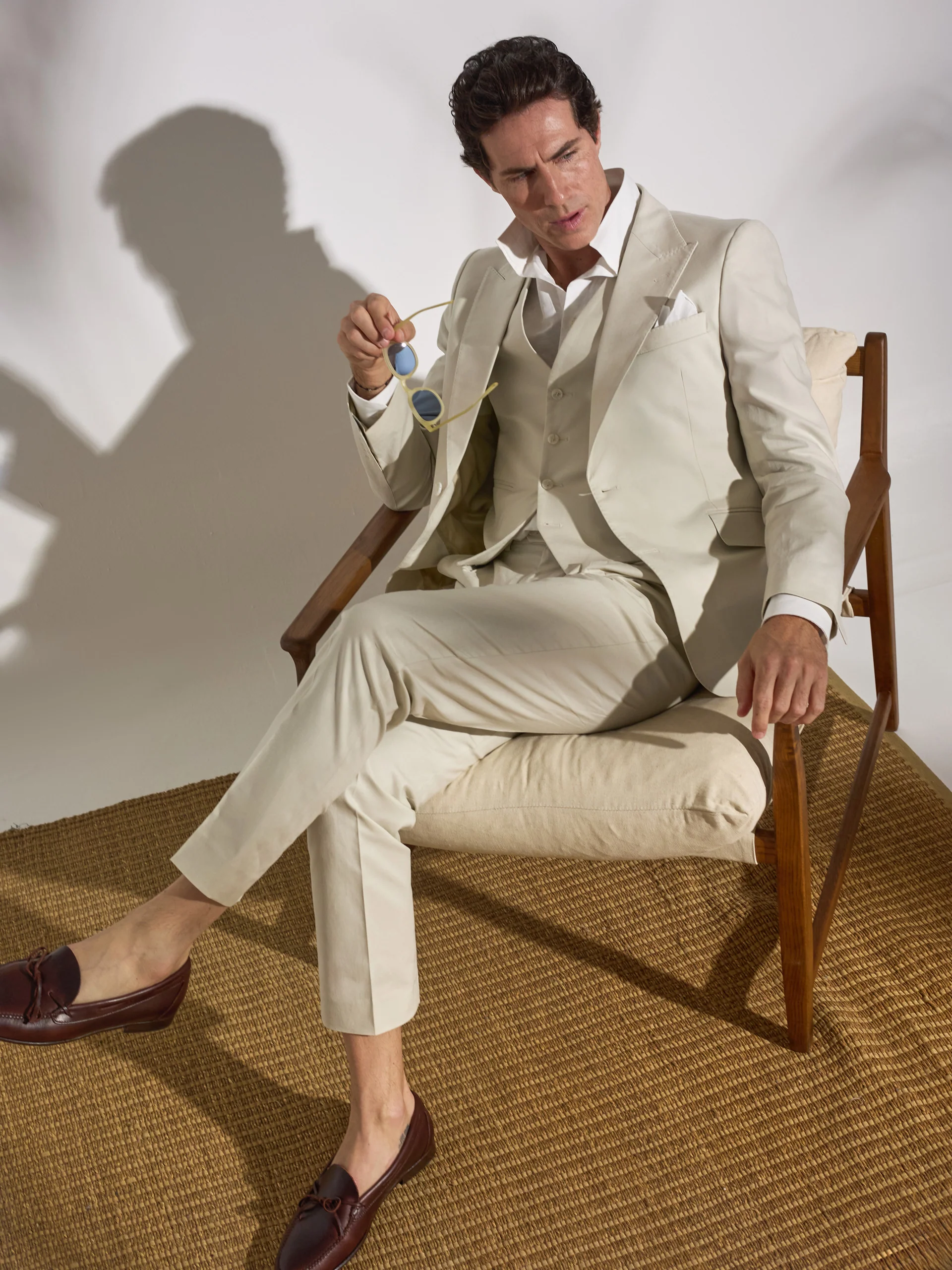 Pantalon traje unique lino piedra - Image 4