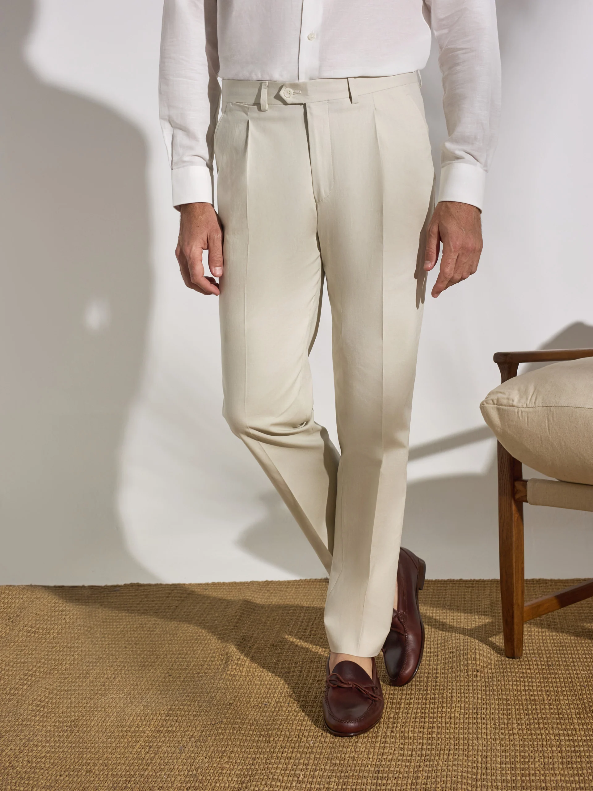 Pantalon traje unique lino piedra - Image 7