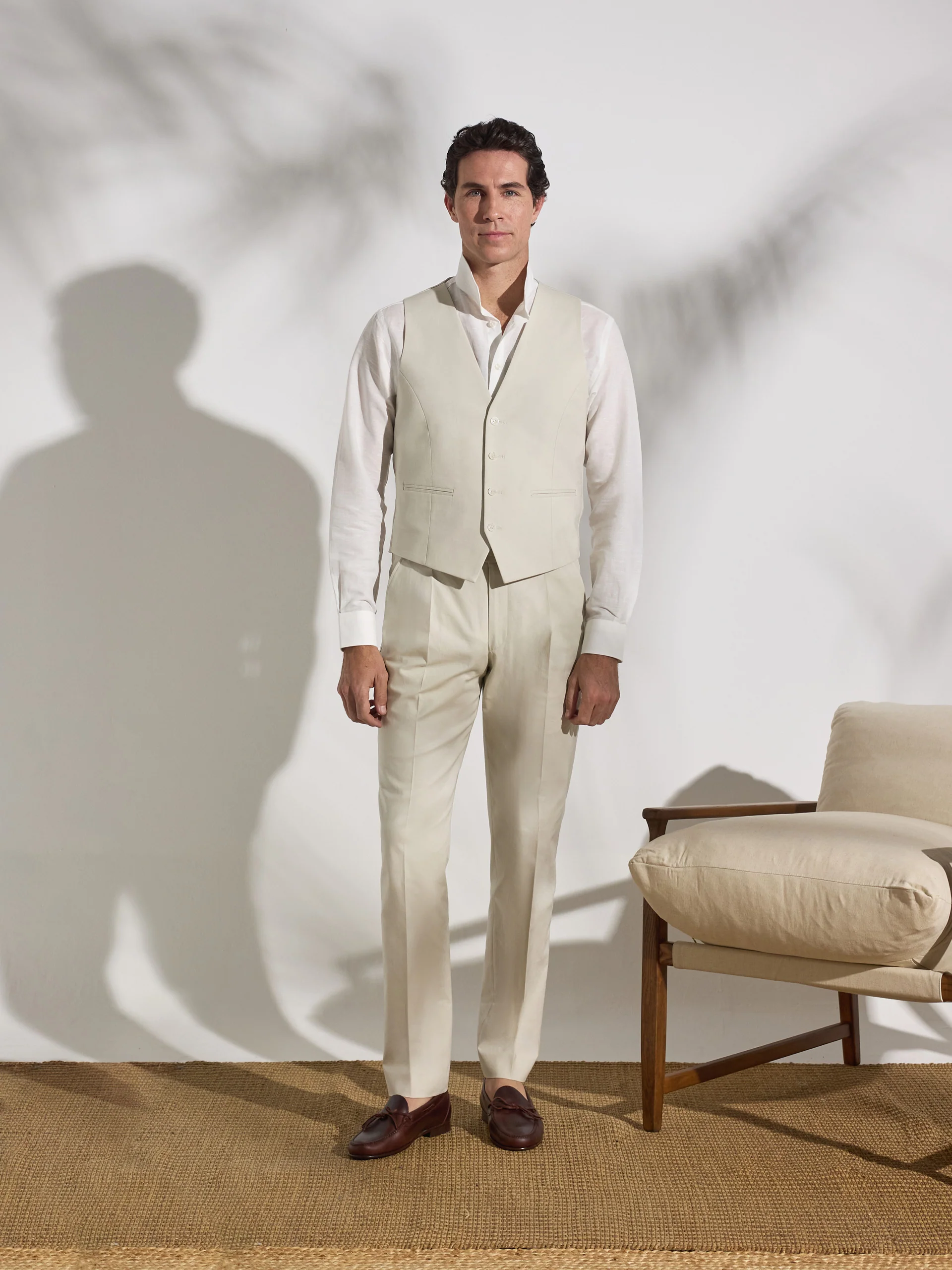 Pantalon traje unique lino piedra - Image 8