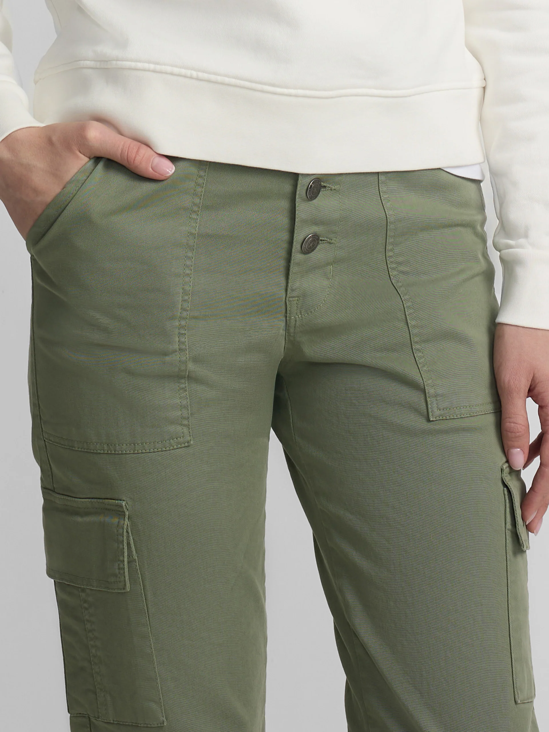 Pantalon woman denim cargo khaki - Image 3