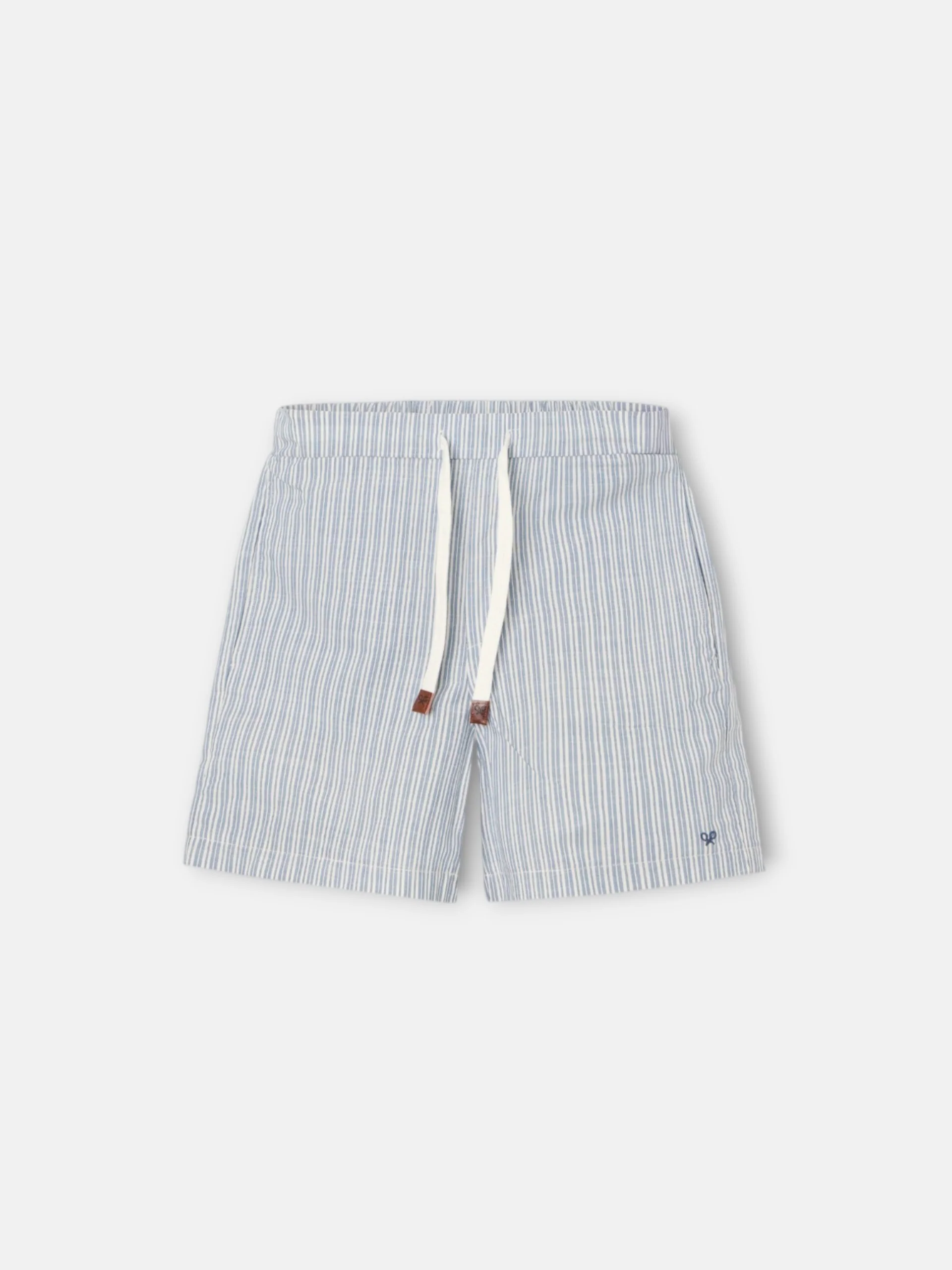 Pijama kids corto bolsillo rayas azul gris - Image 3