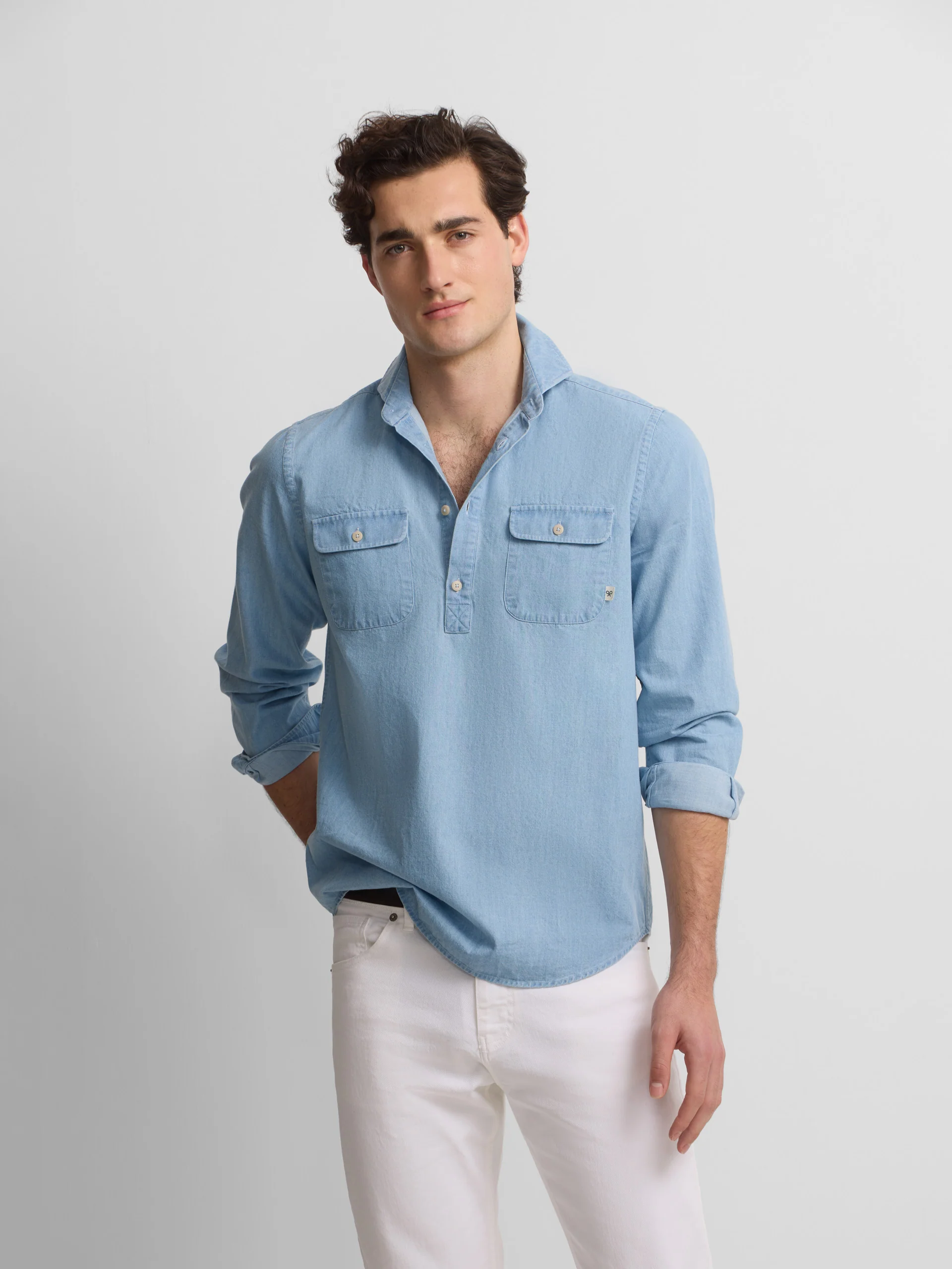Polera bolsillos denim cruise azul claro - Image 5