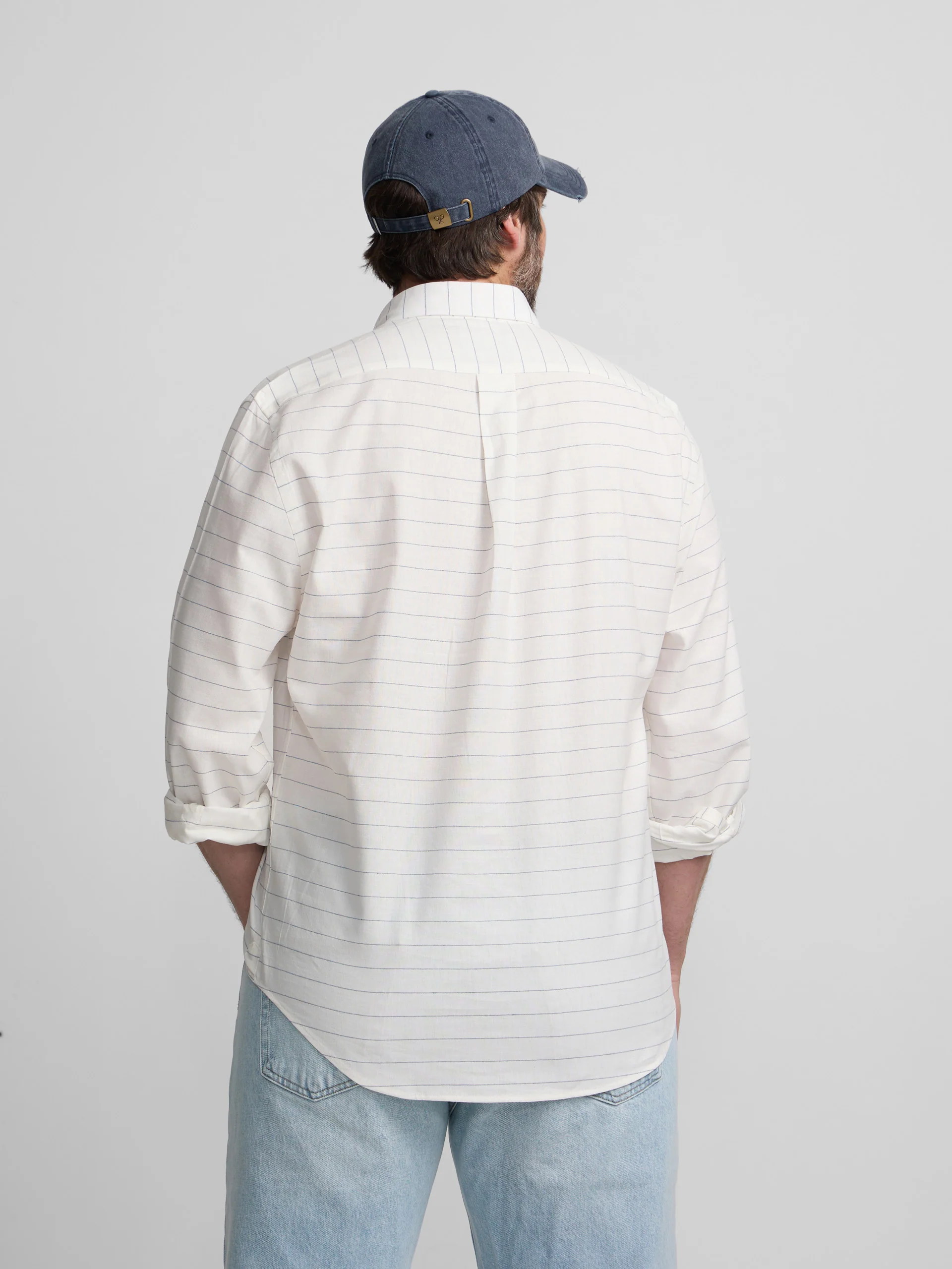 Polera sport lino rayas ancha azul - Image 4