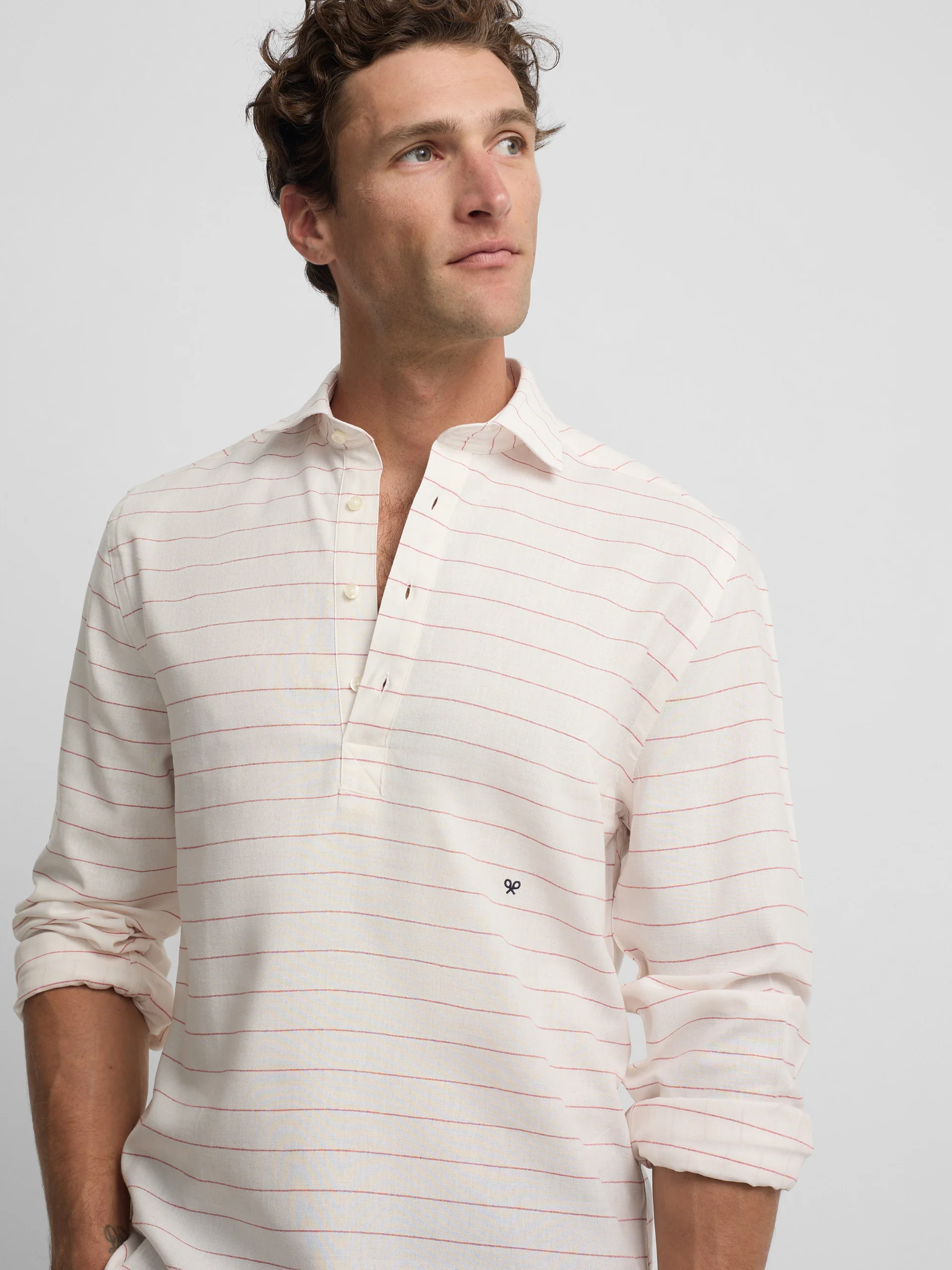 Polera sport lino rayas ancha coral - Image 3