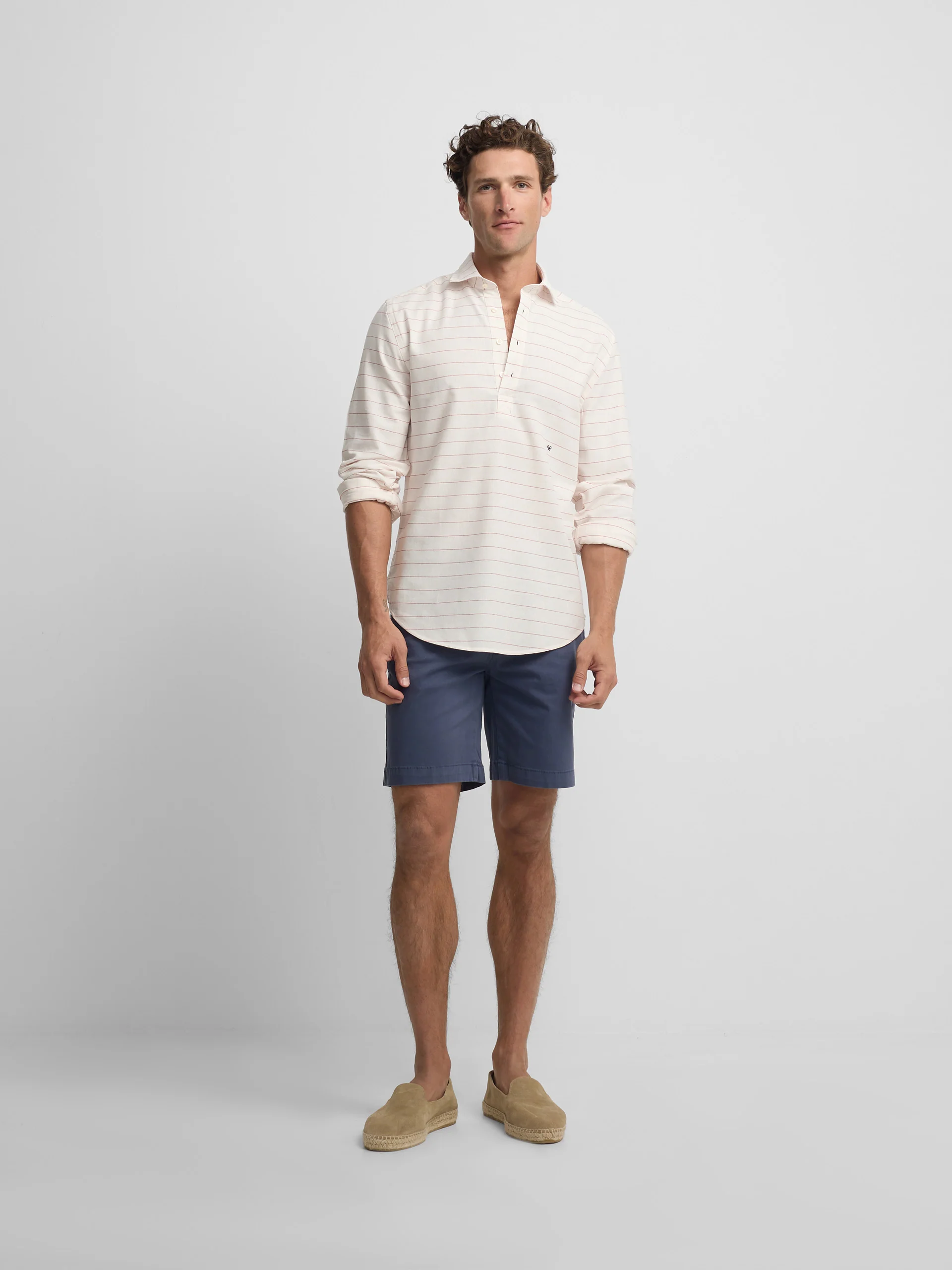 Polera sport lino rayas ancha coral - Image 4