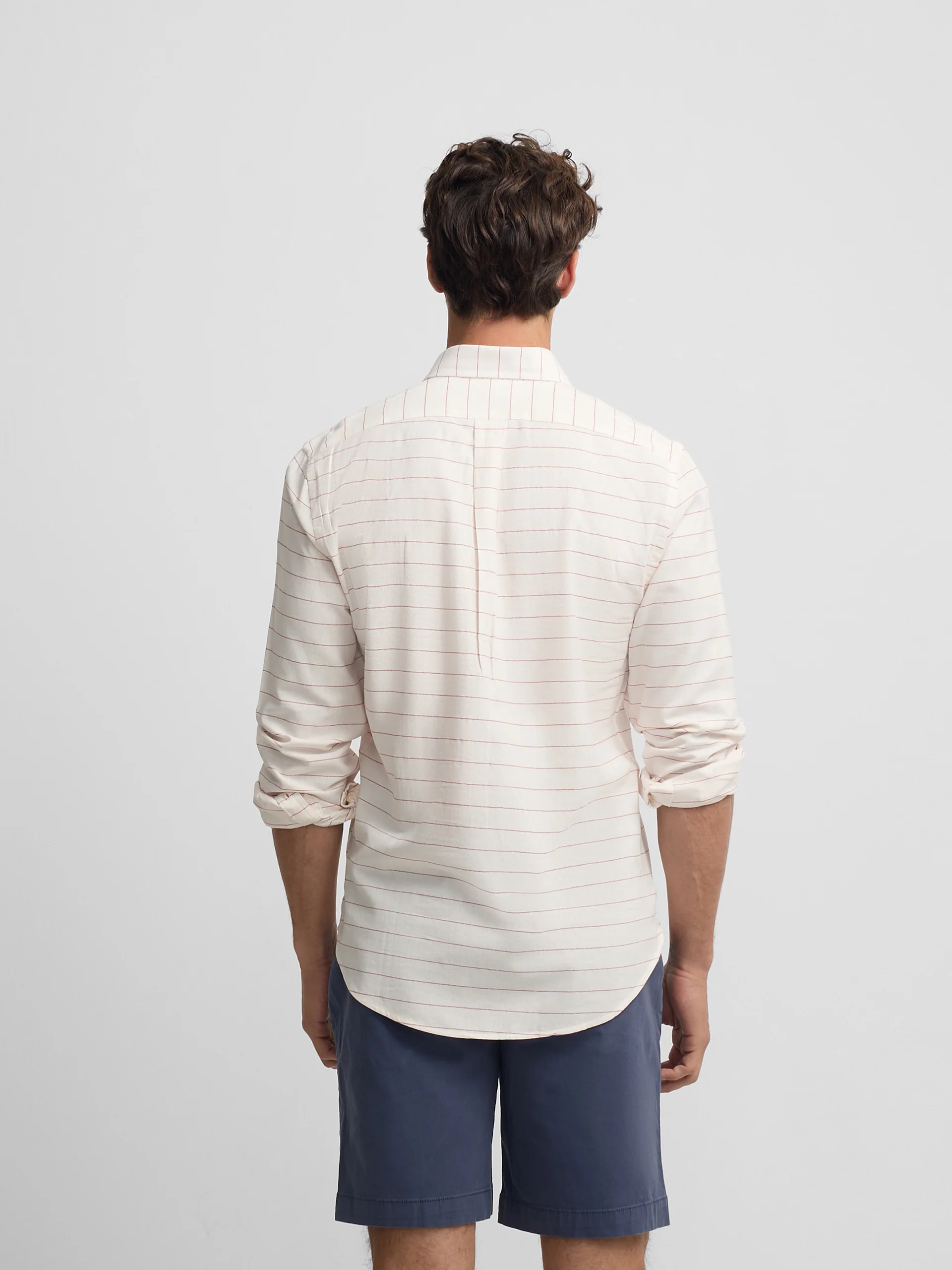 Polera sport lino rayas ancha coral - Image 7