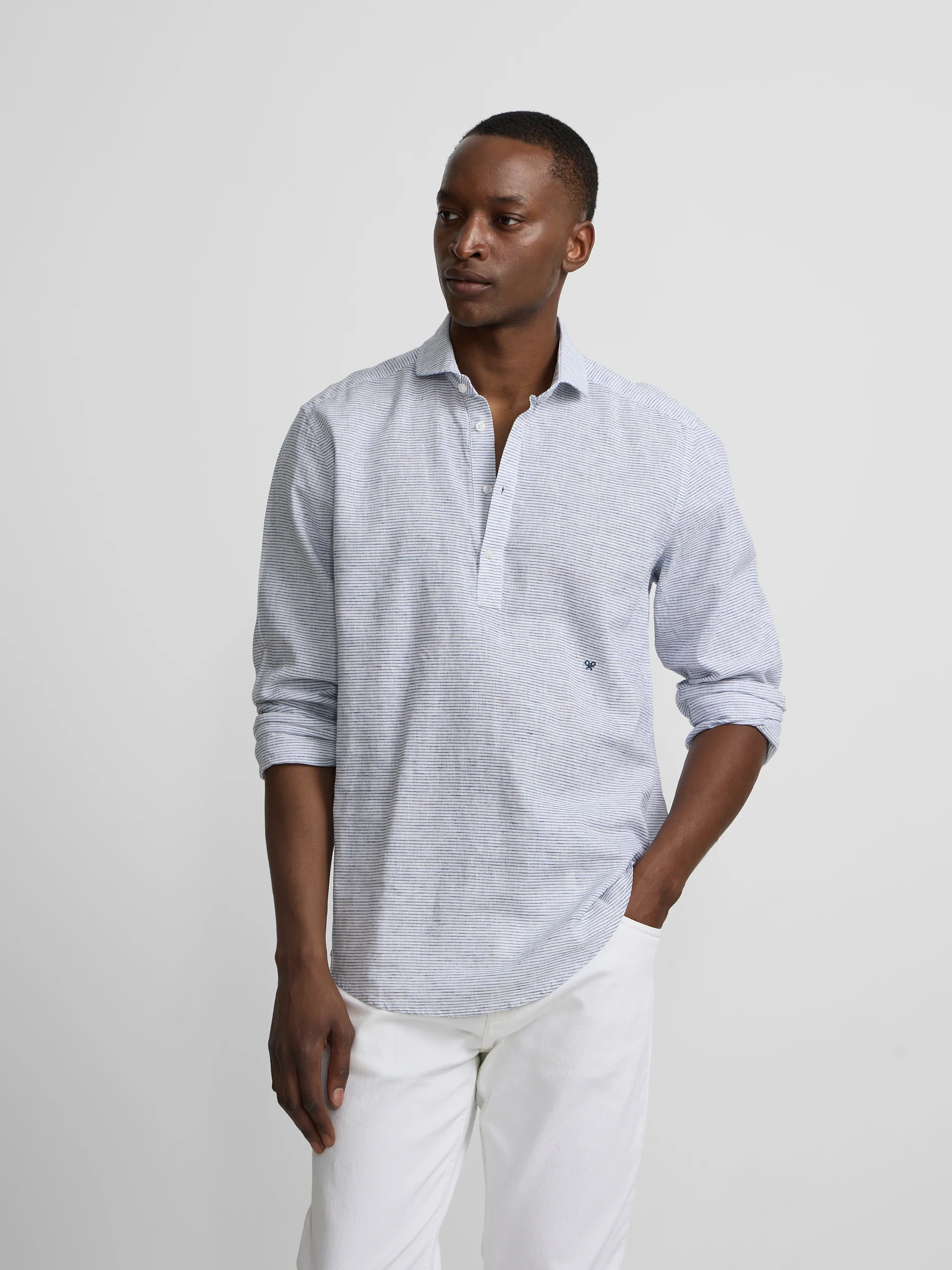 Polera sport lino rayas horizontales marino - Image 4