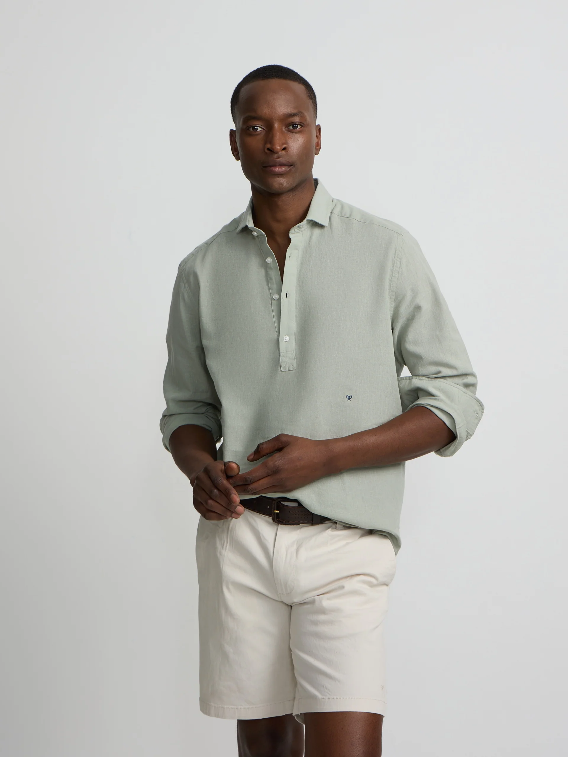 Polera sport lino verde medio