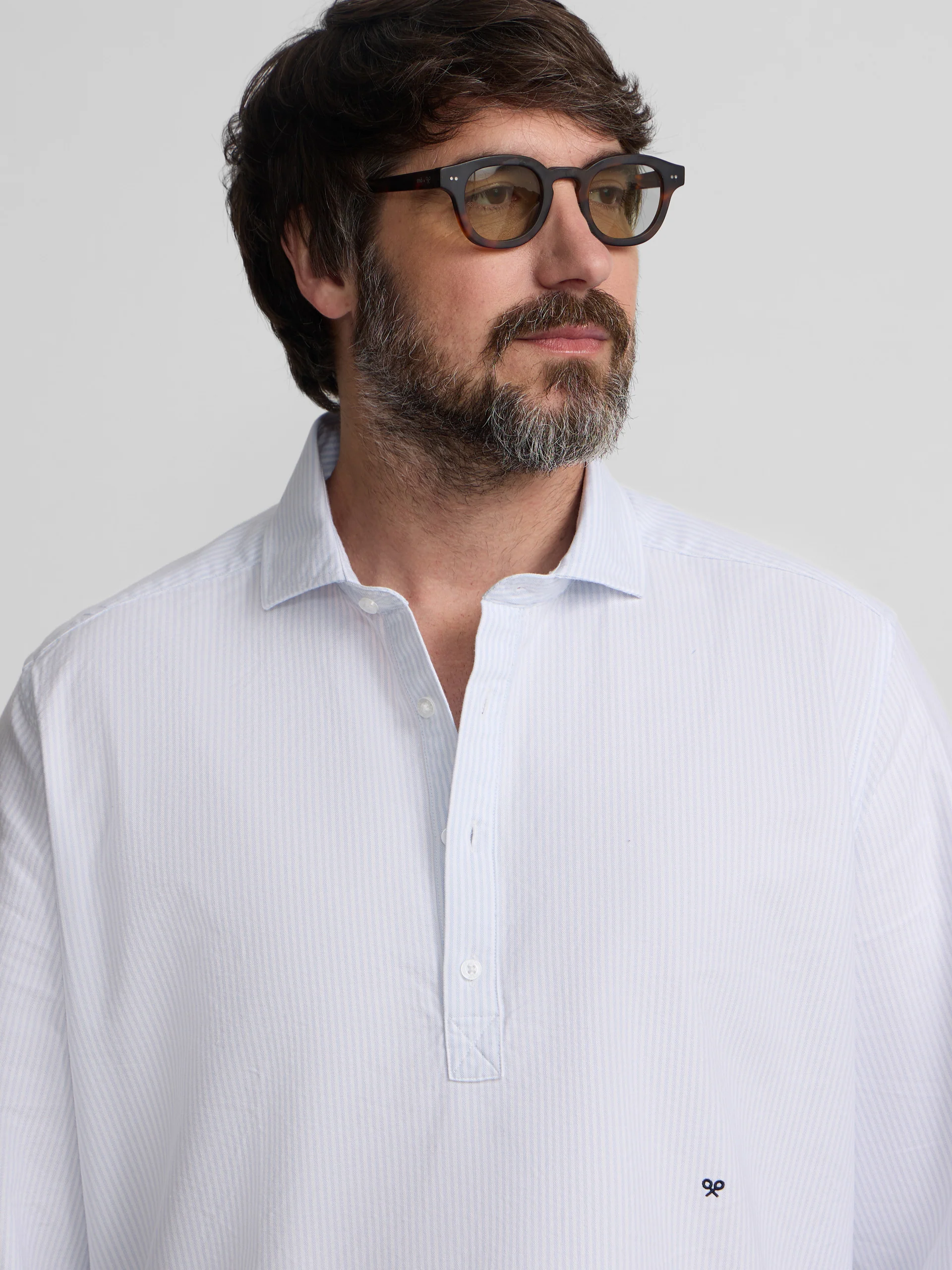 Polera sport oxford rayas celeste - Image 10