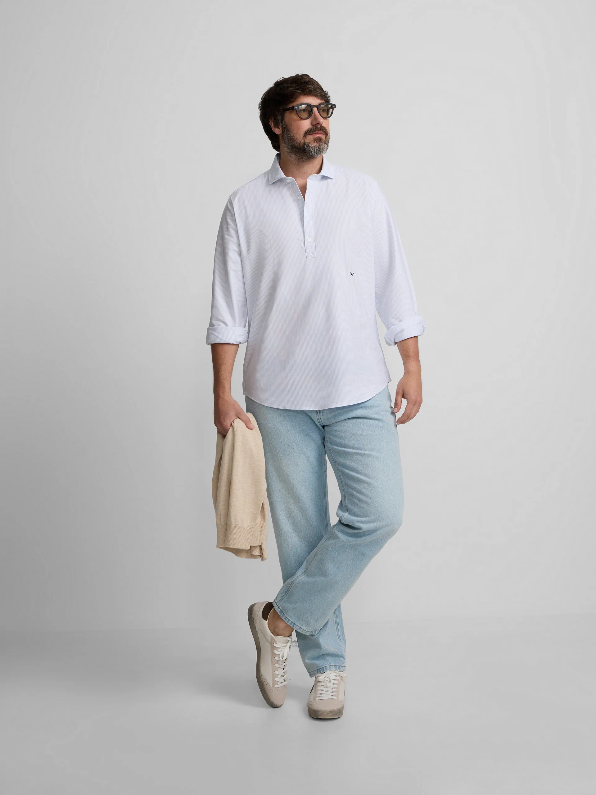 Polera sport oxford rayas celeste - Image 11