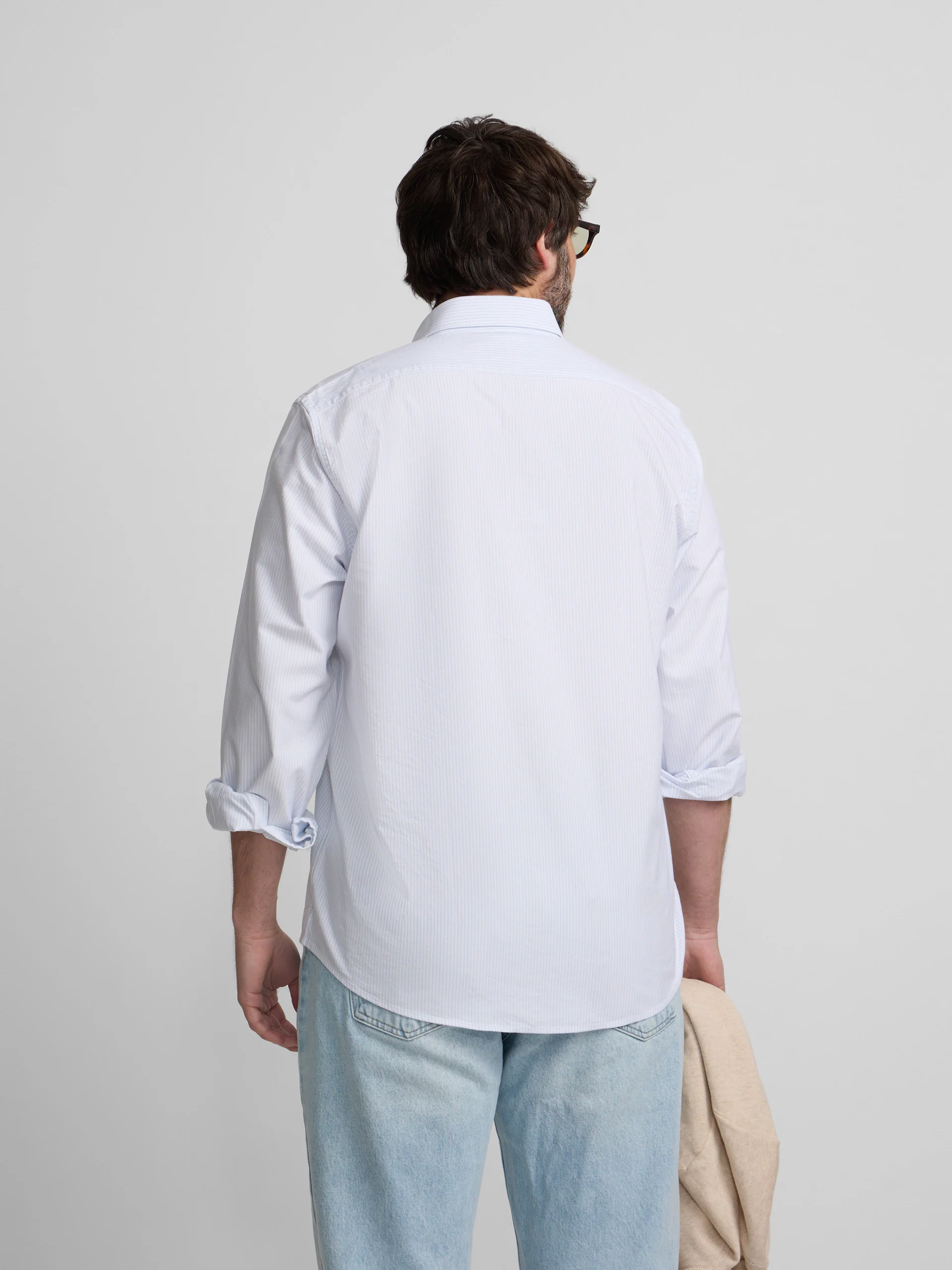 Polera sport oxford rayas celeste - Image 12