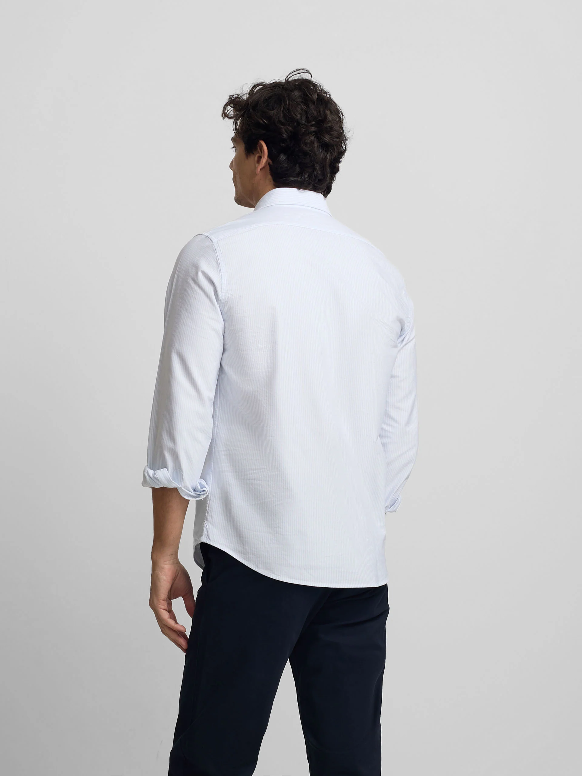 Polera sport oxford rayas celeste - Image 6