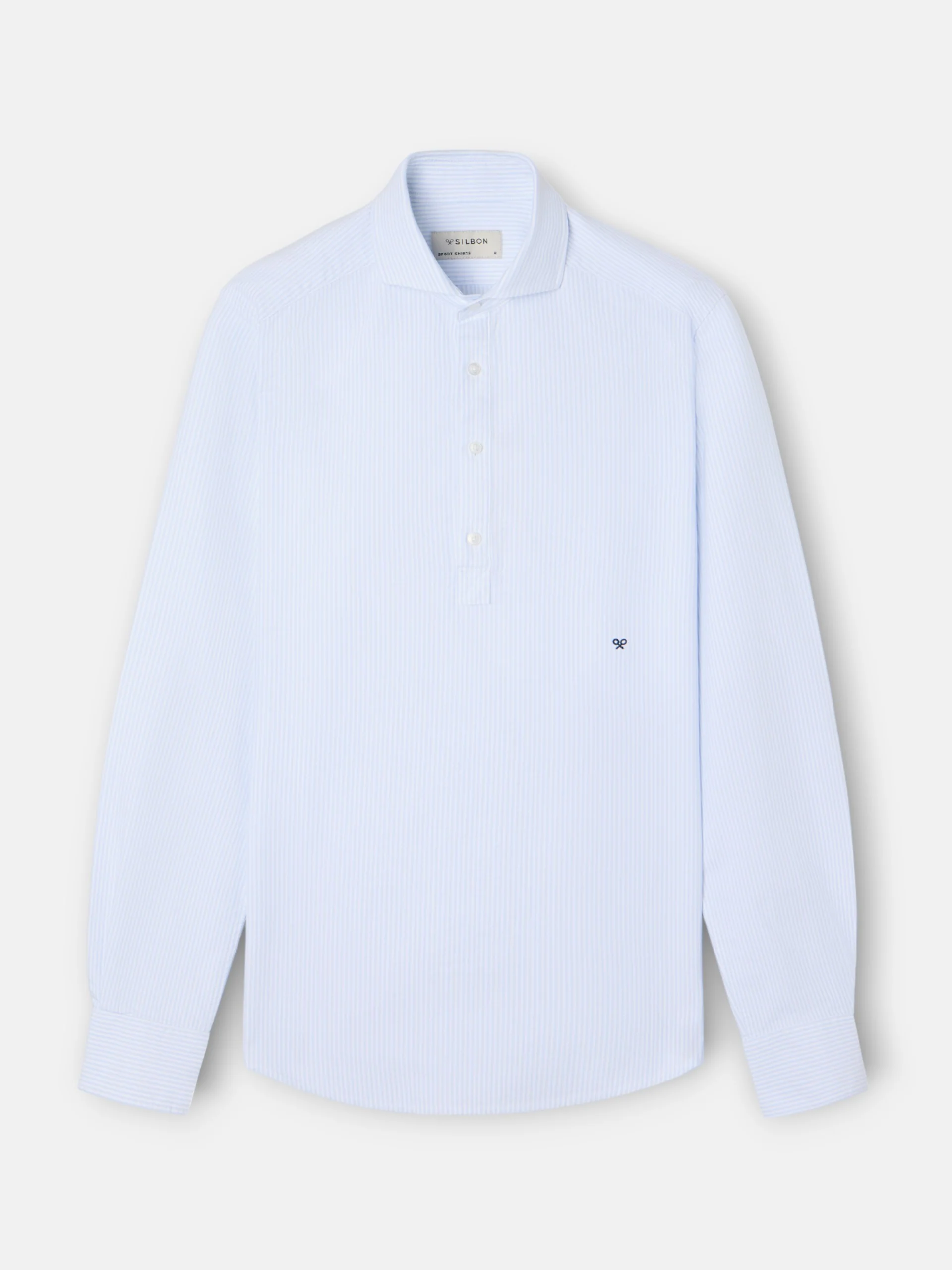 Polera sport oxford rayas celeste - Image 8