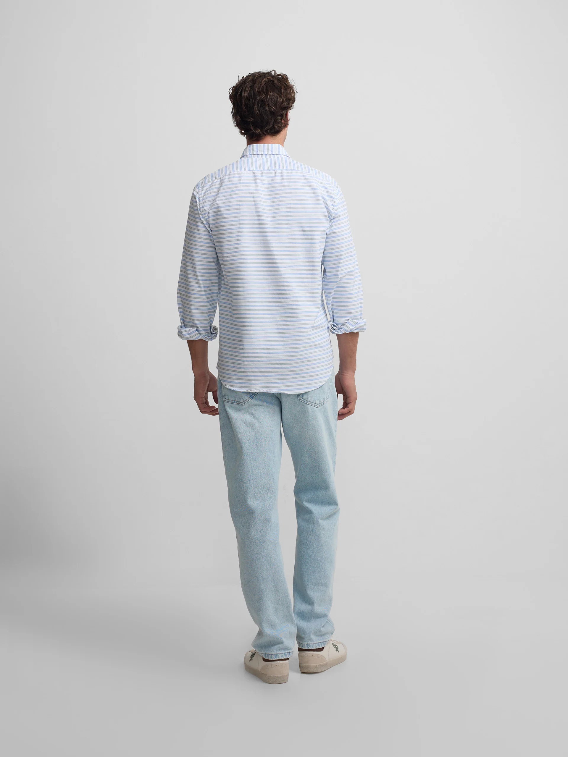 Polera sport oxford rayas multicolor azul verde - Image 3