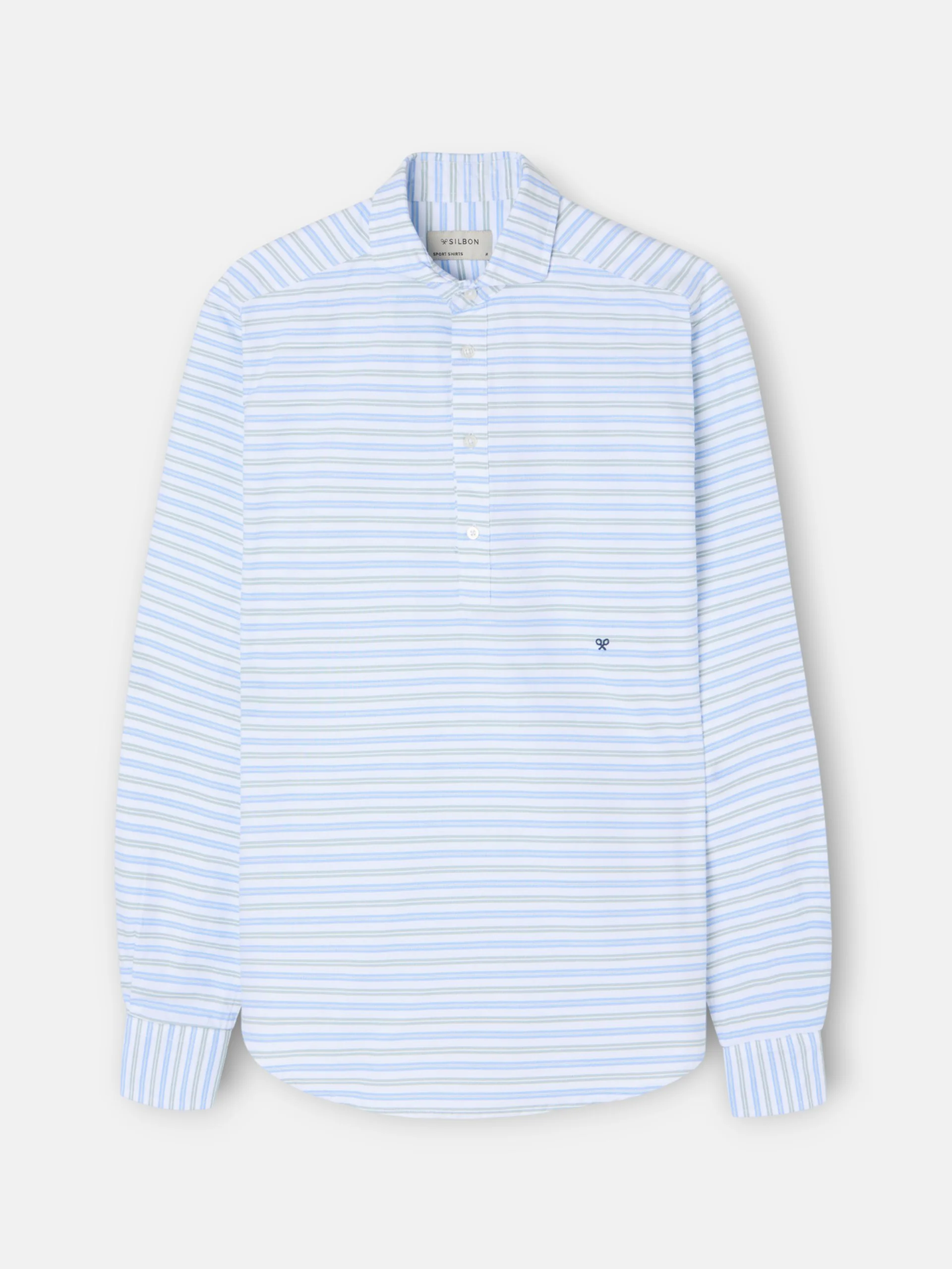 Polera sport oxford rayas multicolor azul verde - Image 7