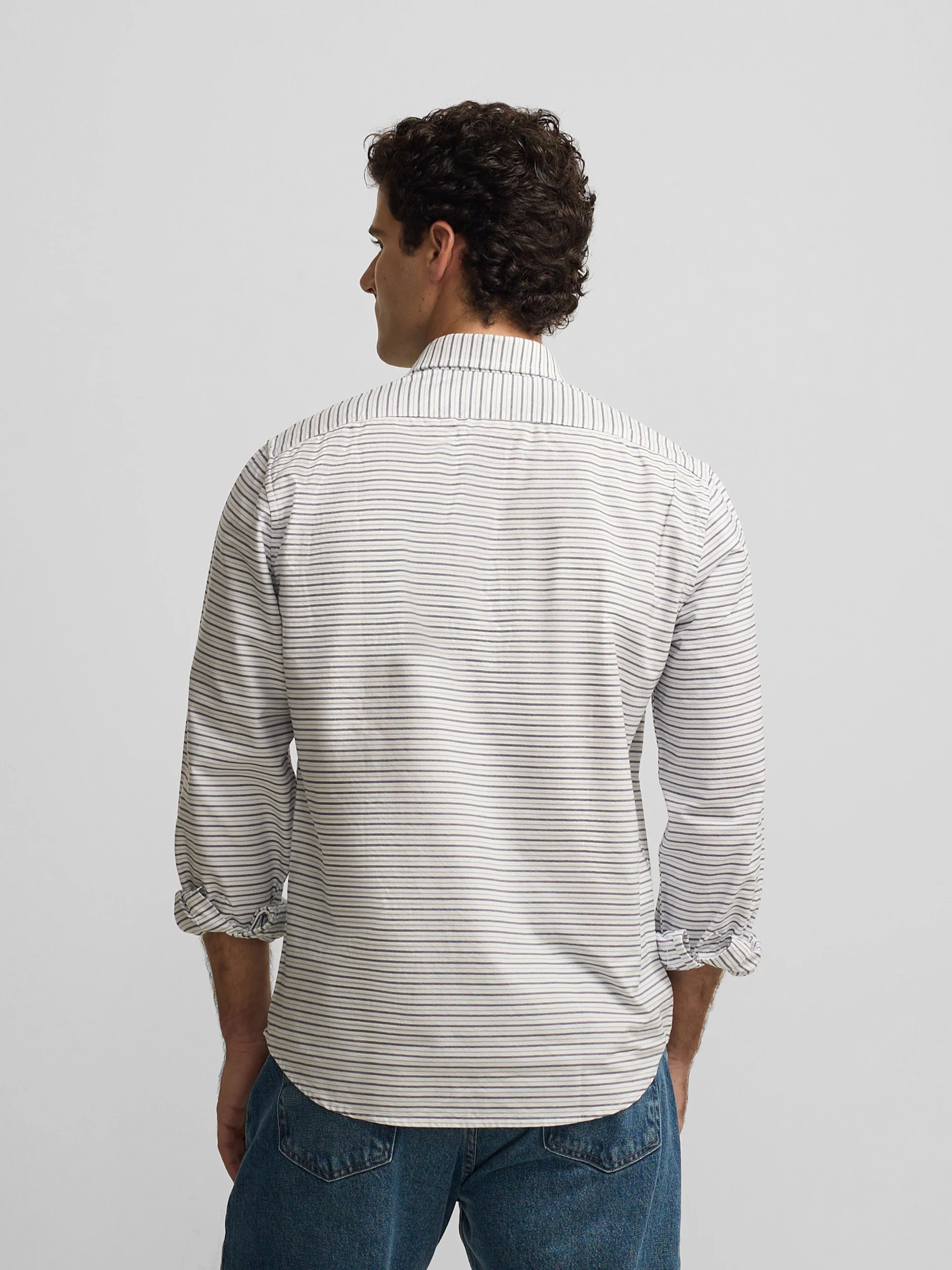 Polera sport oxford rayas multicolor azules - Image 5