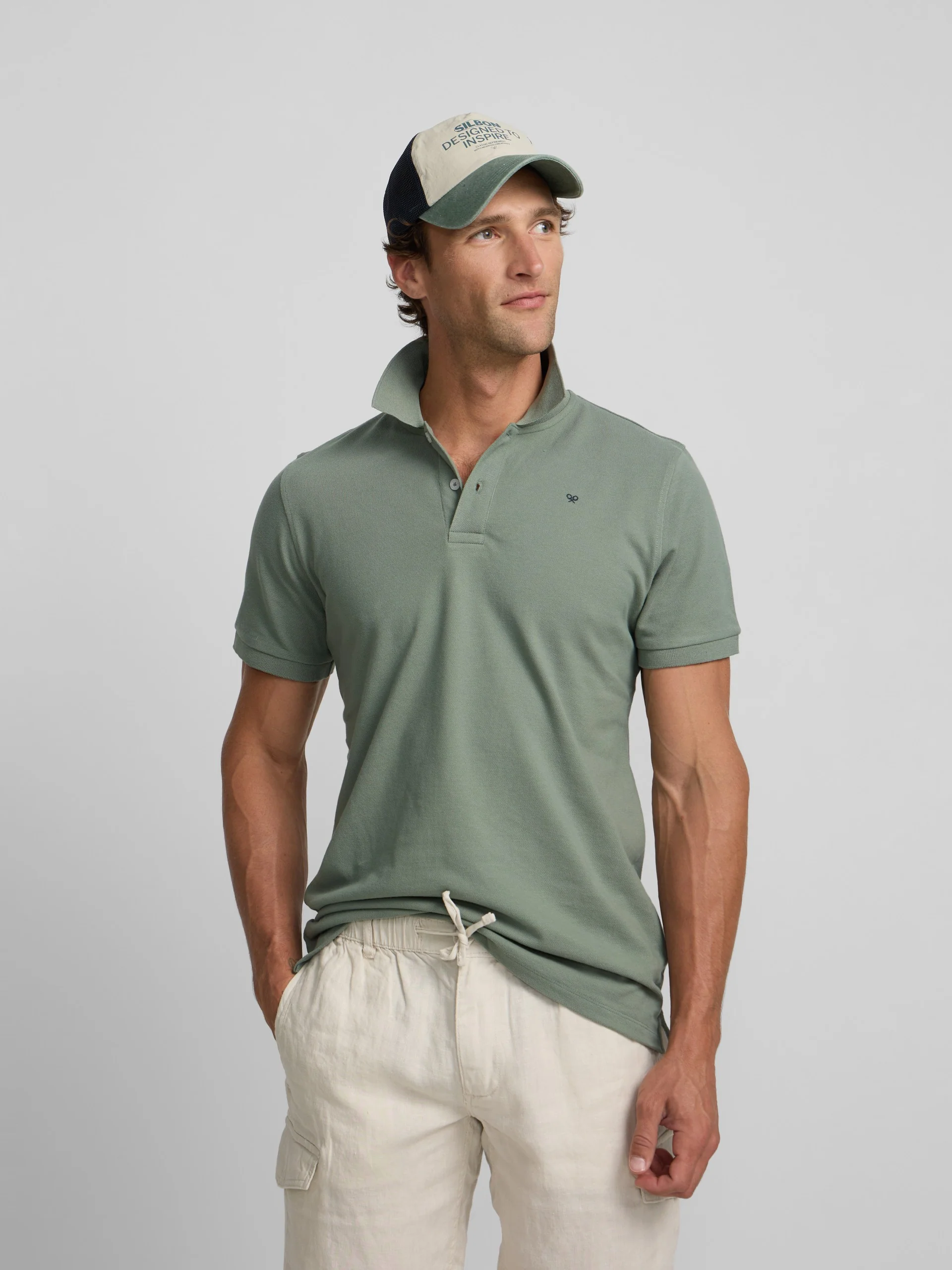 Polo clasico liso verde medio