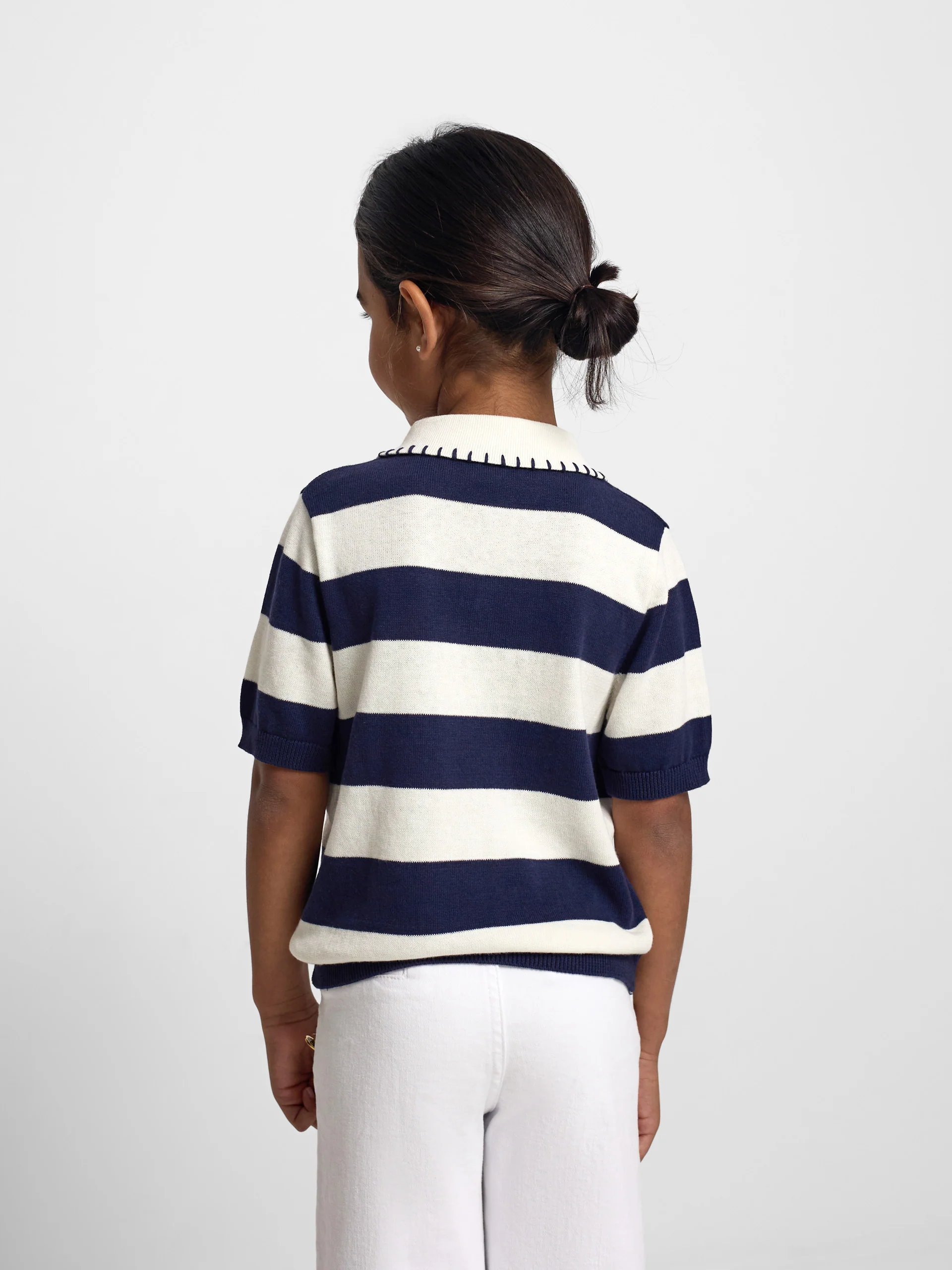 Polo girl punto manga corta azul y blanco - Image 7