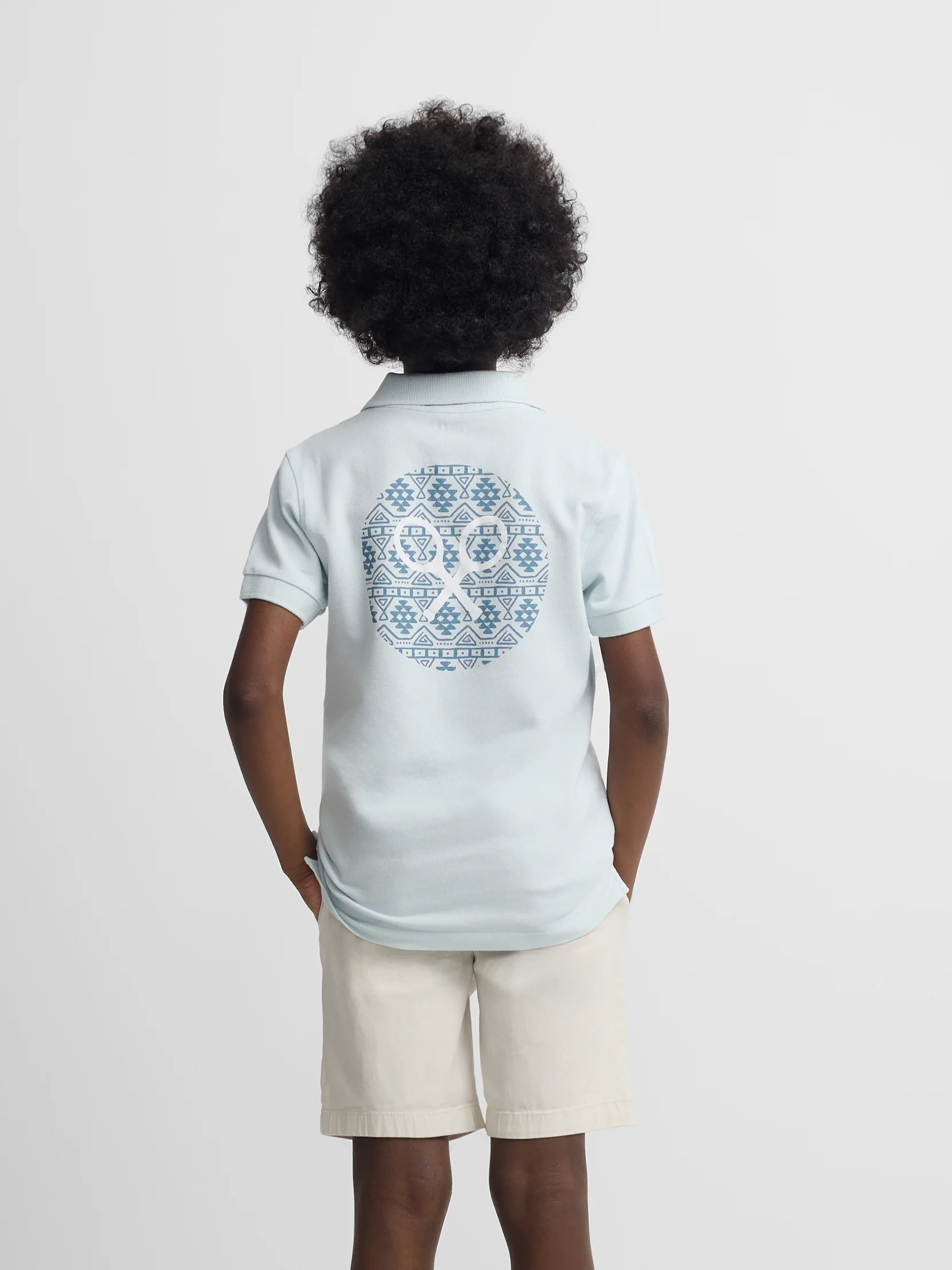 Polo kids raqueta etnica azul - Image 3