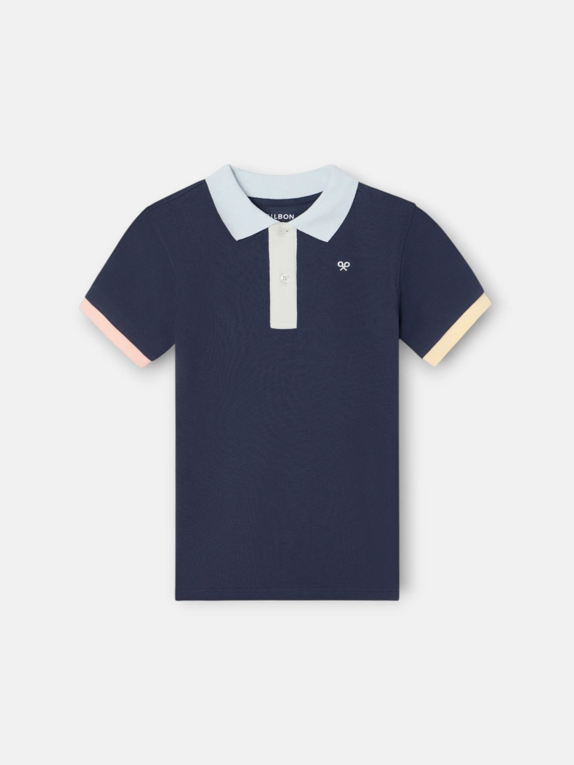 Polo kids ribete multicolor azul marino