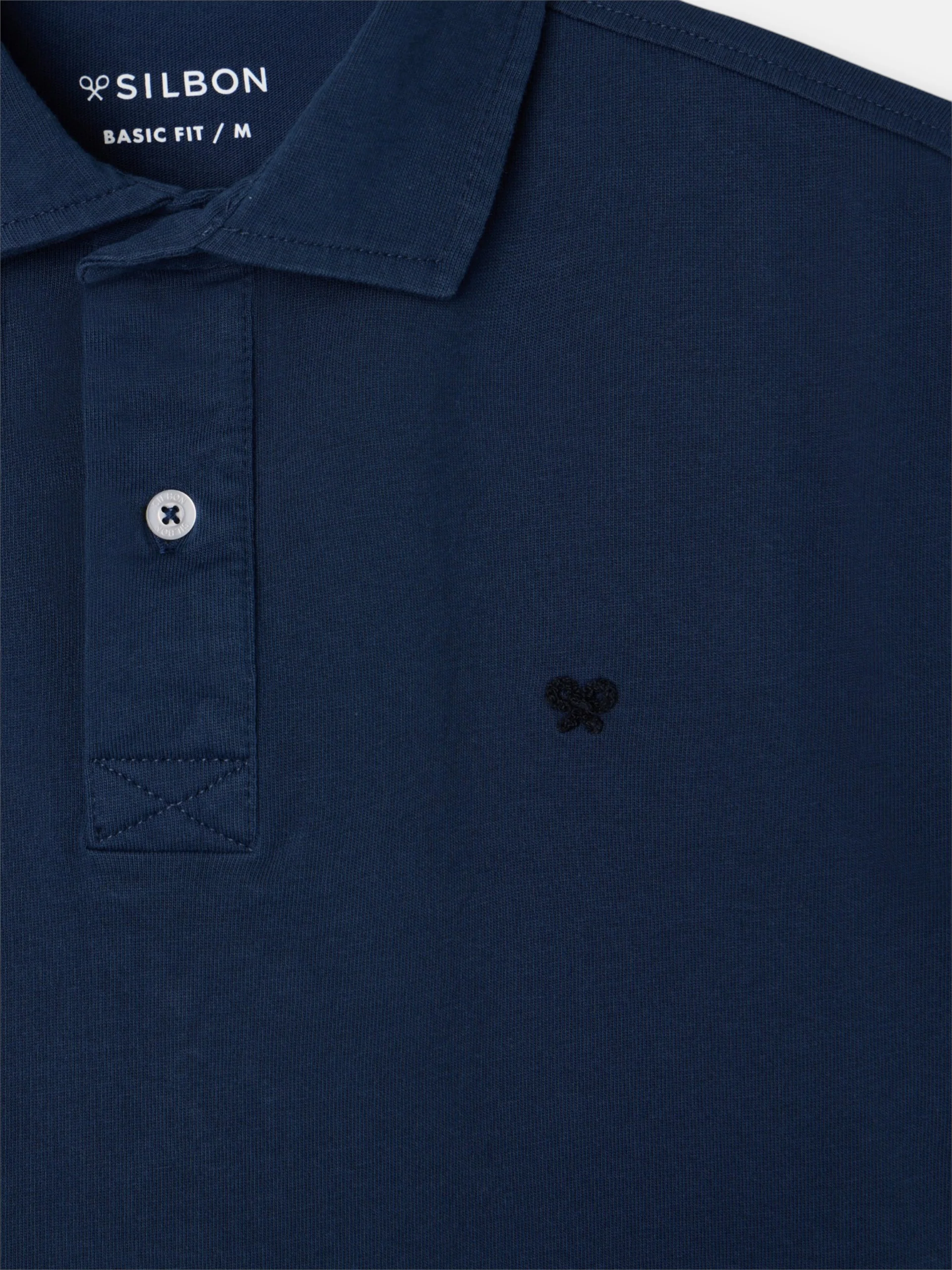 Polo manga corta logo relieve azul marino - Image 2